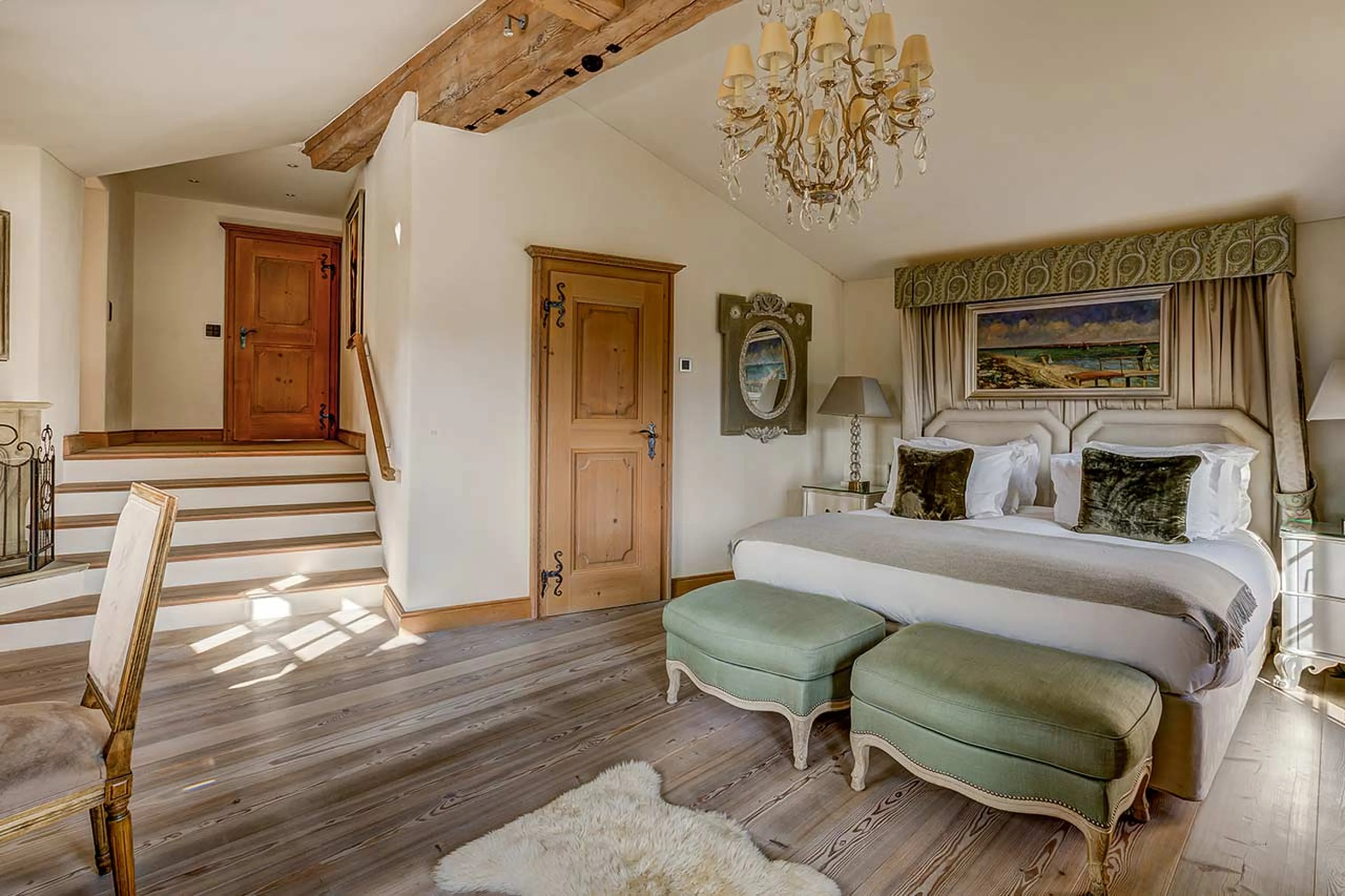 Master bedroom at  Tivoli Lodge in Davos