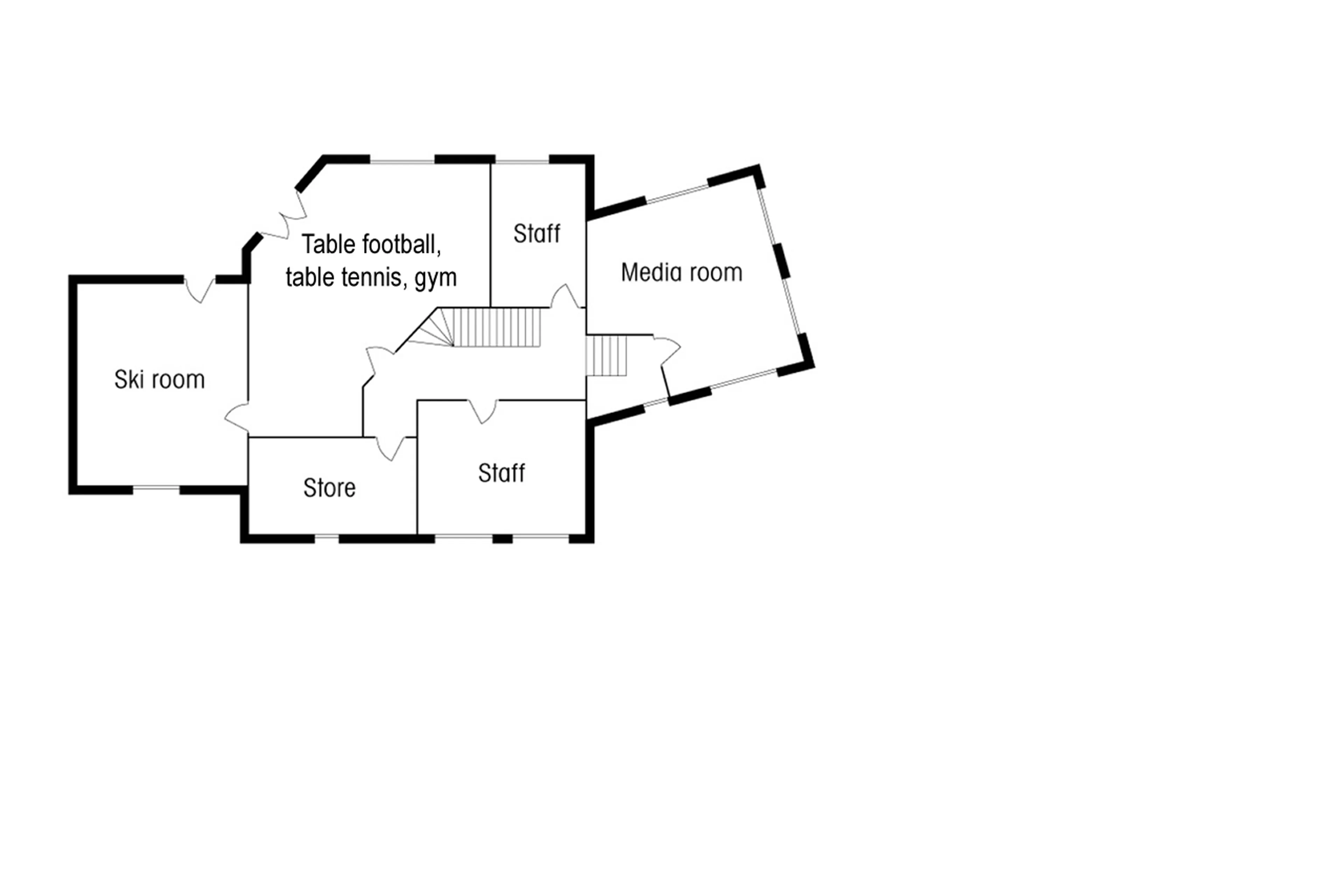 Ground floor plan of  Tivoli Lodge in Davos