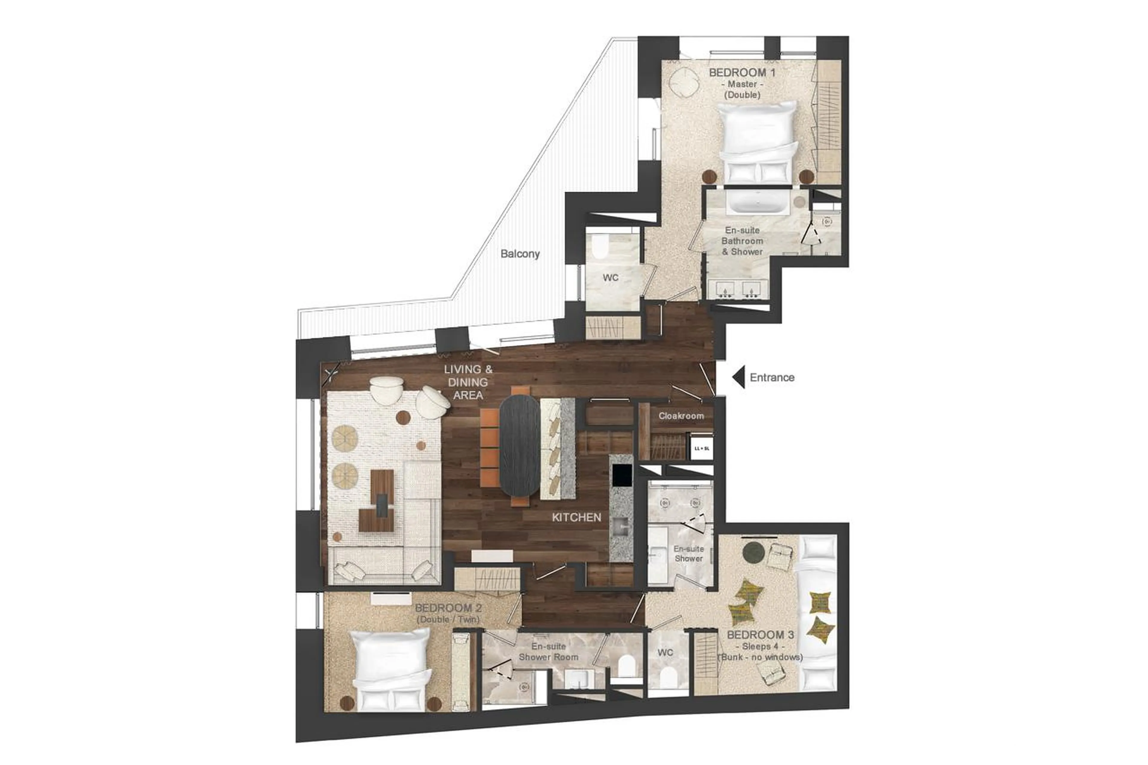 Floor plan of Atmosphere Apartment 101 in Courchevel 1850