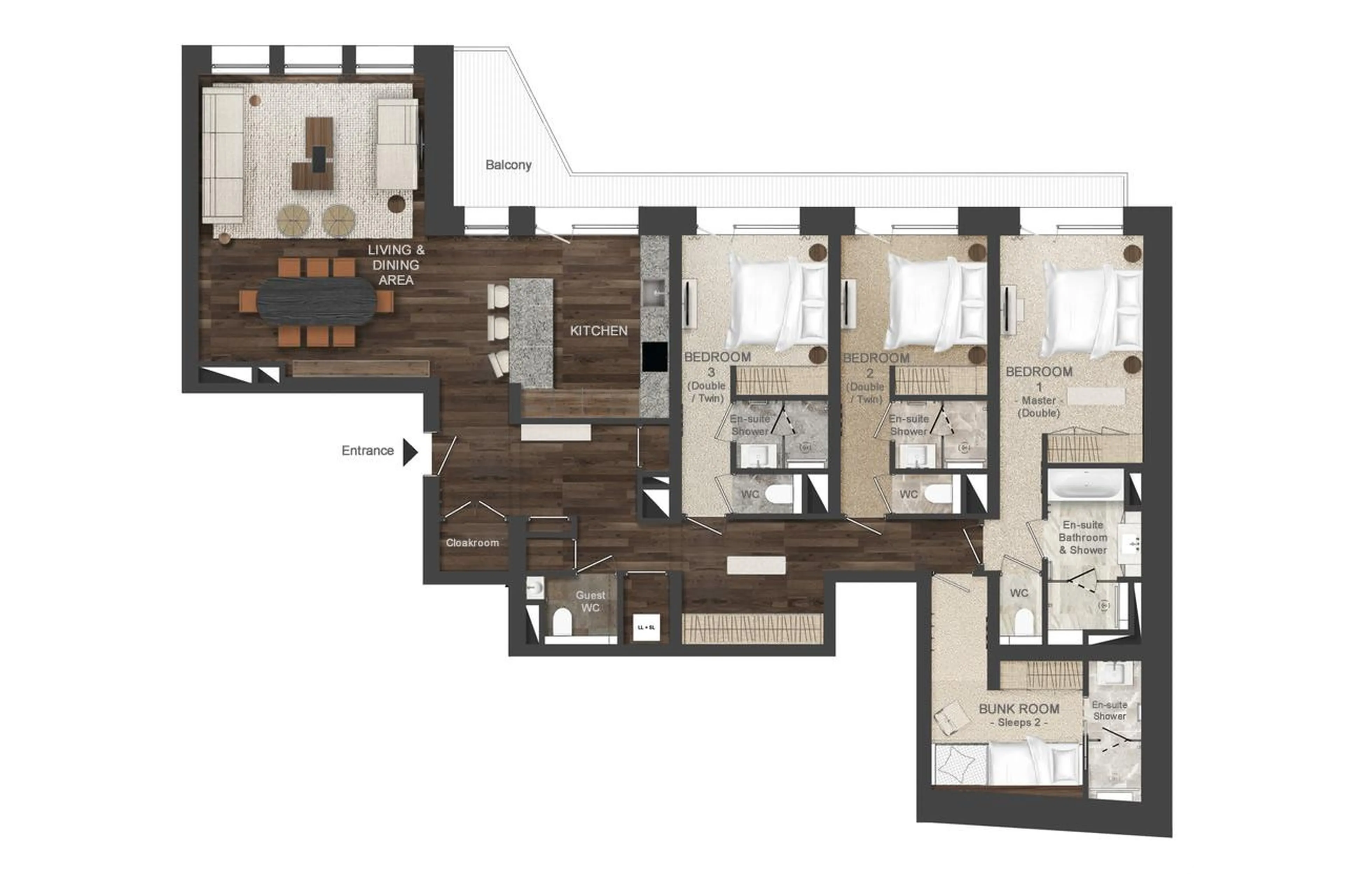 Floor plan of Atmosphere Apartment 102 in Courchevel 1850
