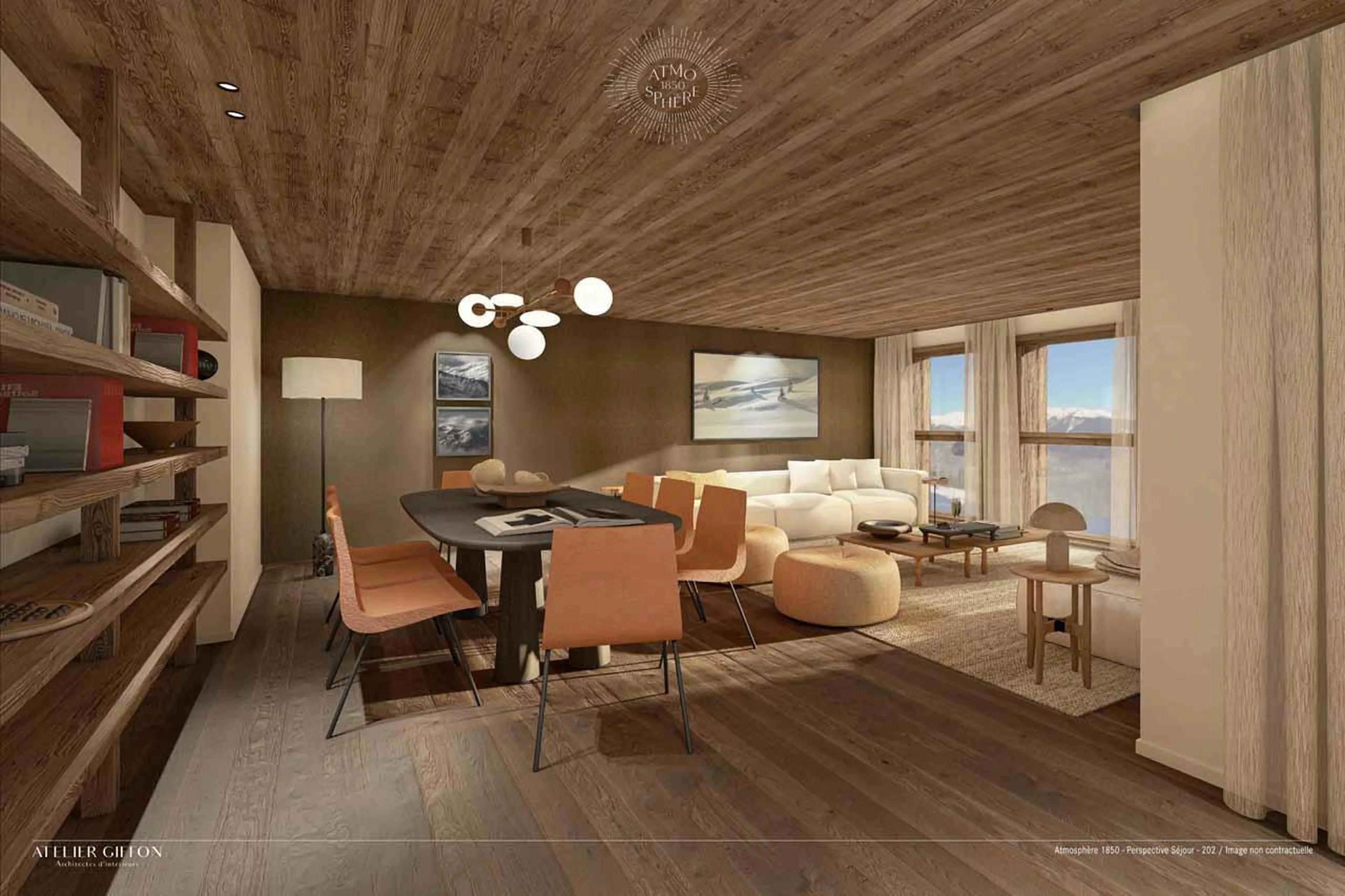 Dining area with table and chairs in Atmosphere Apartment 401, Courchevel 1850