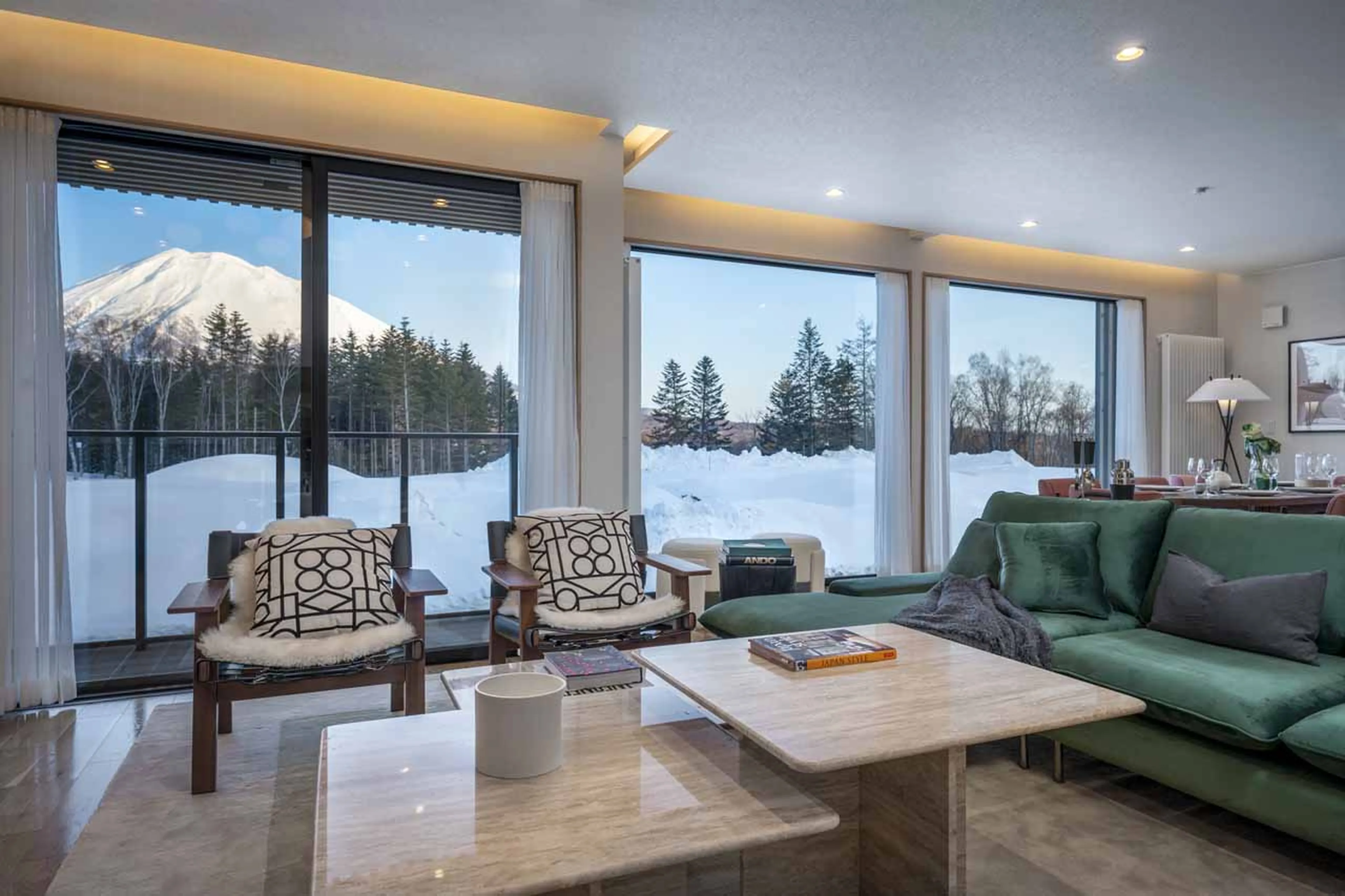 Living area at Tsurara Villa in Niseko