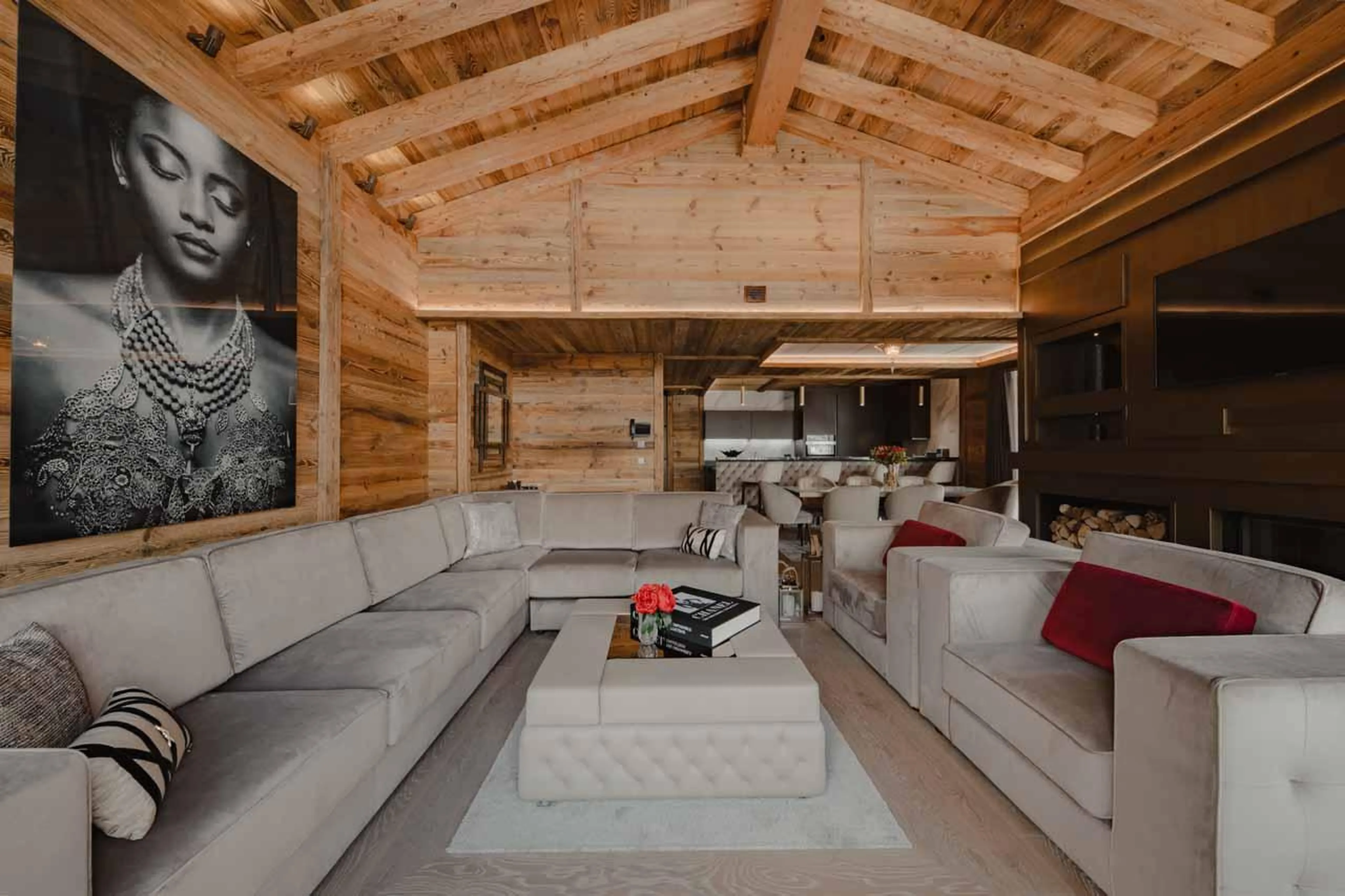 Open plan living area at Ultima Courchevel Signature Residence in Courchevel 1650