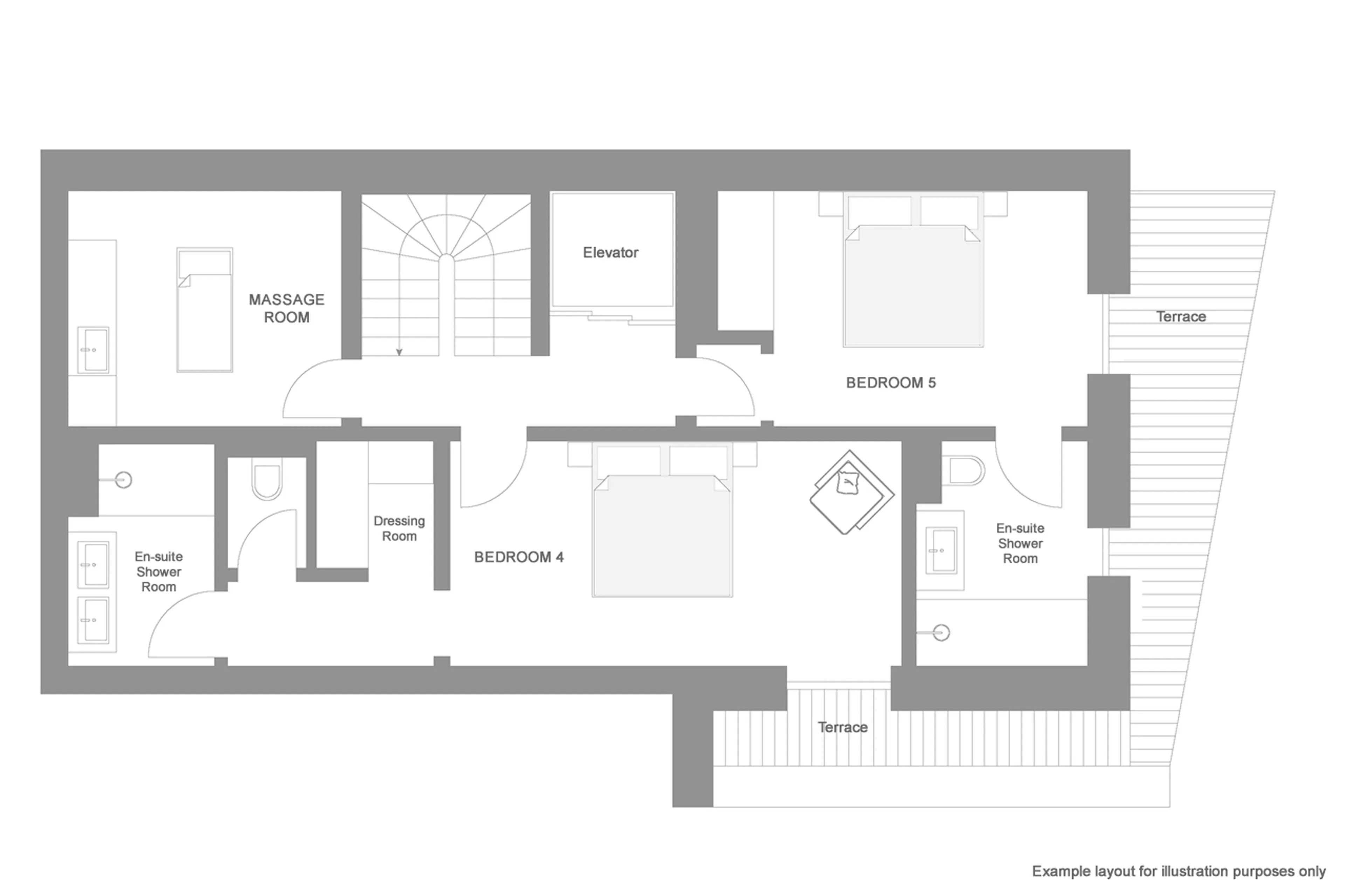 Level -1 floor plan example of Ultima Courchevel Grand Five-Bedroom Residence