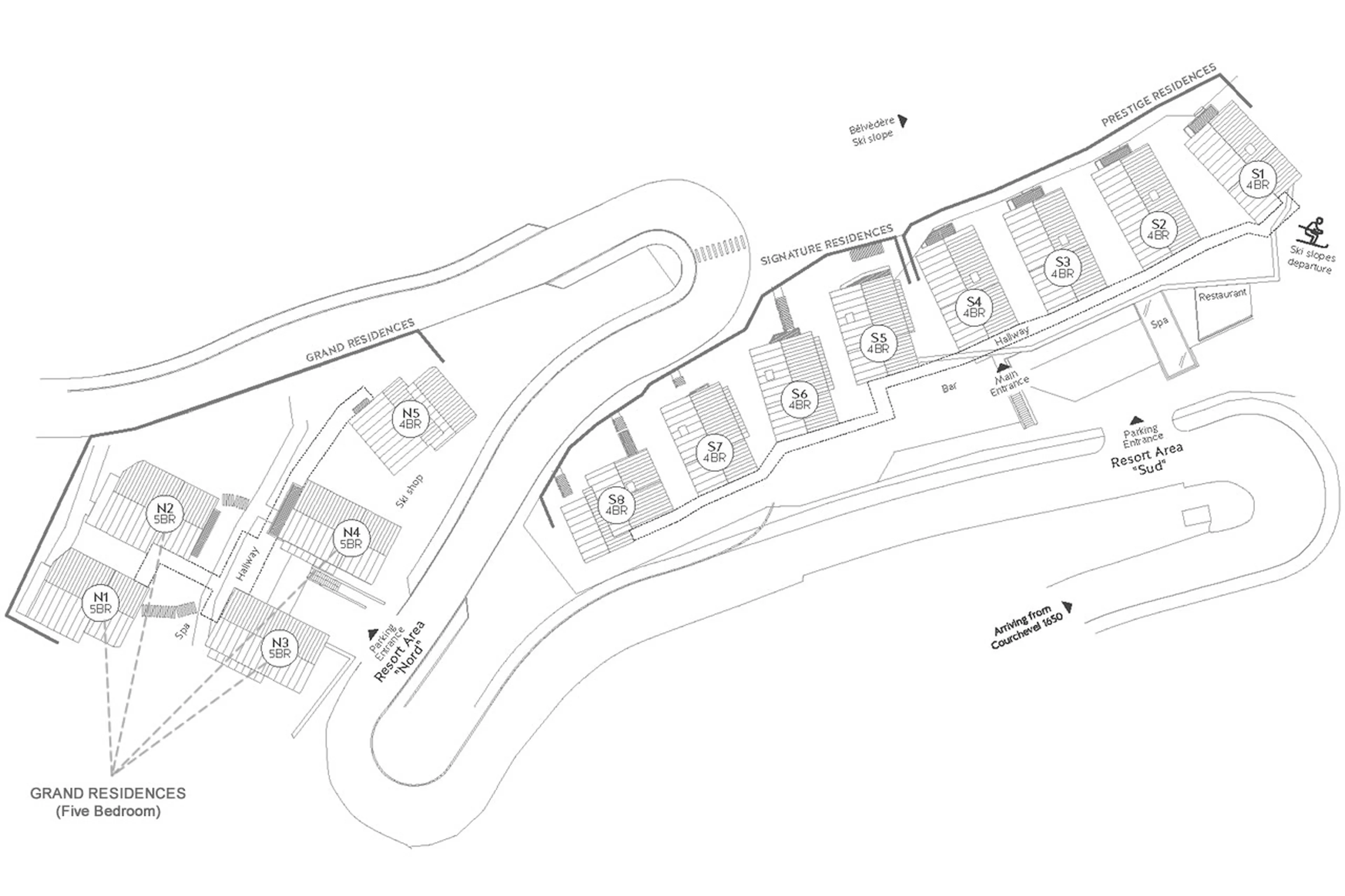 Resort layout for Ultima Courchevel Belvedere