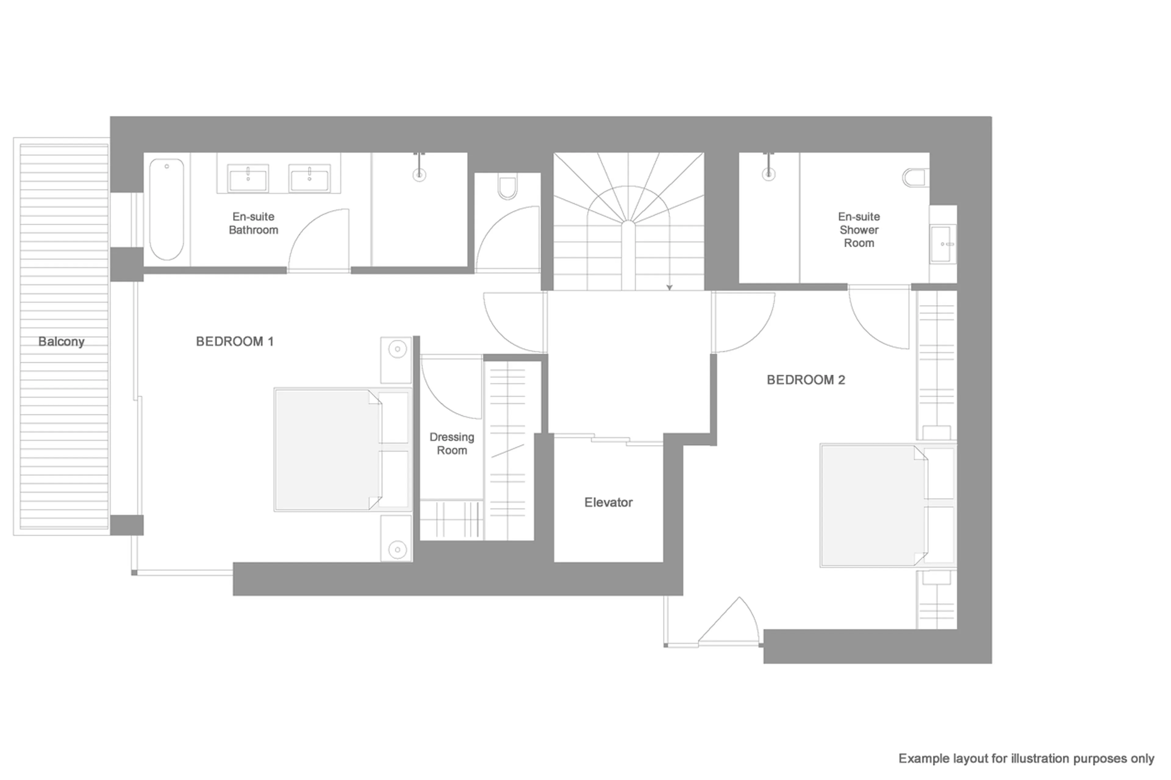 Level 2 floor plan for Ultima Courchevel Prestige Four-Bedroom Residences
