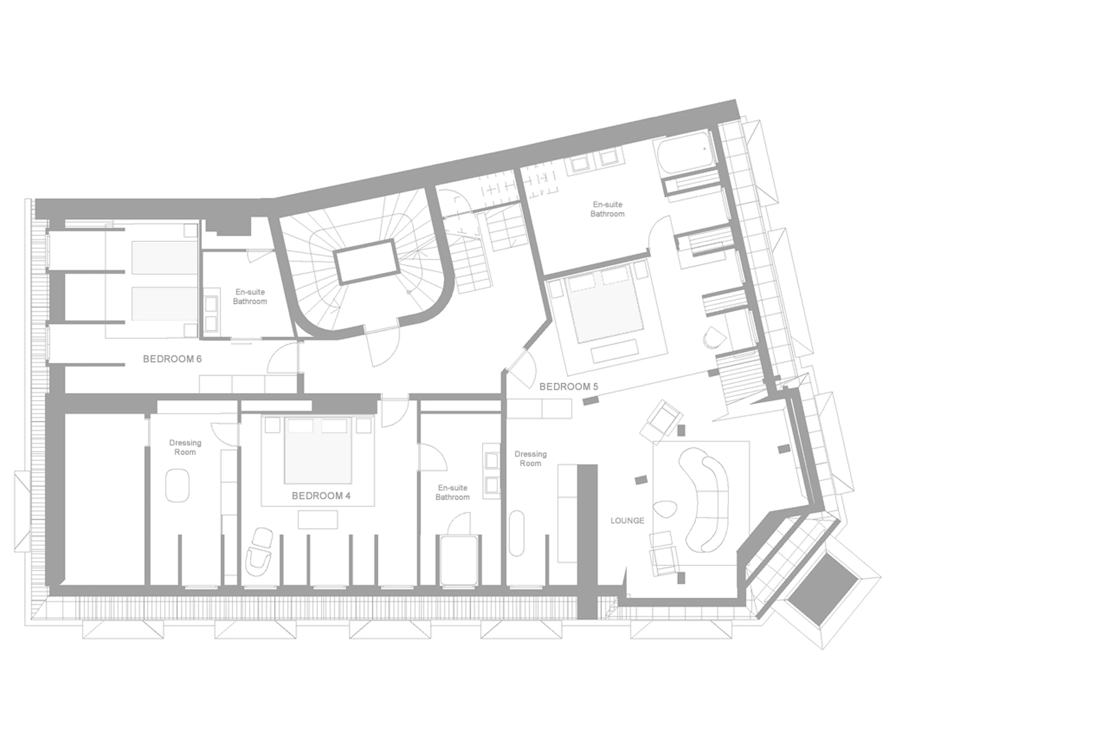 Upper level floor plan of Ultima Geneva Six-Bedroom Residence