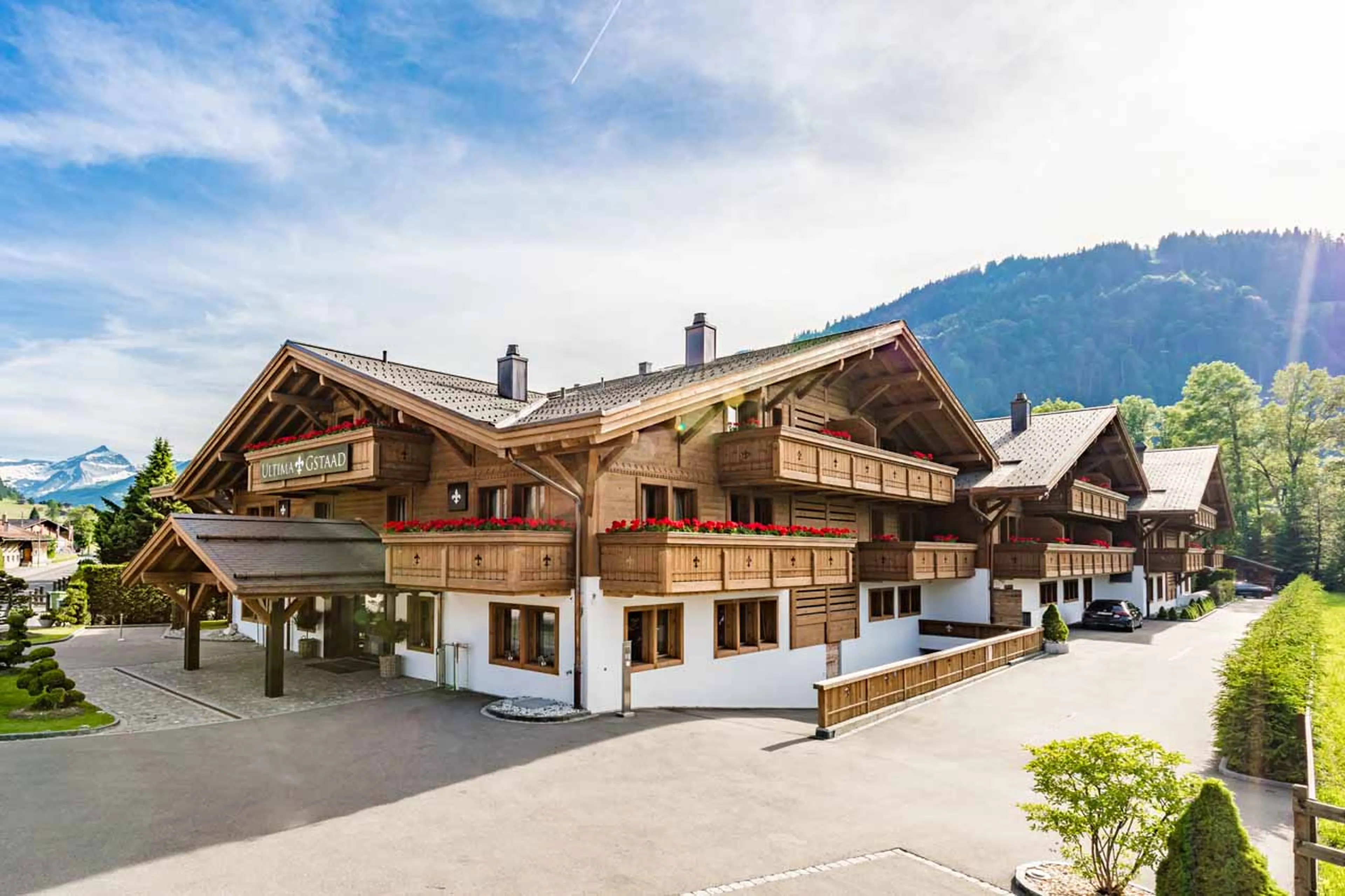 Exterior of Ultima Gstaad in summer