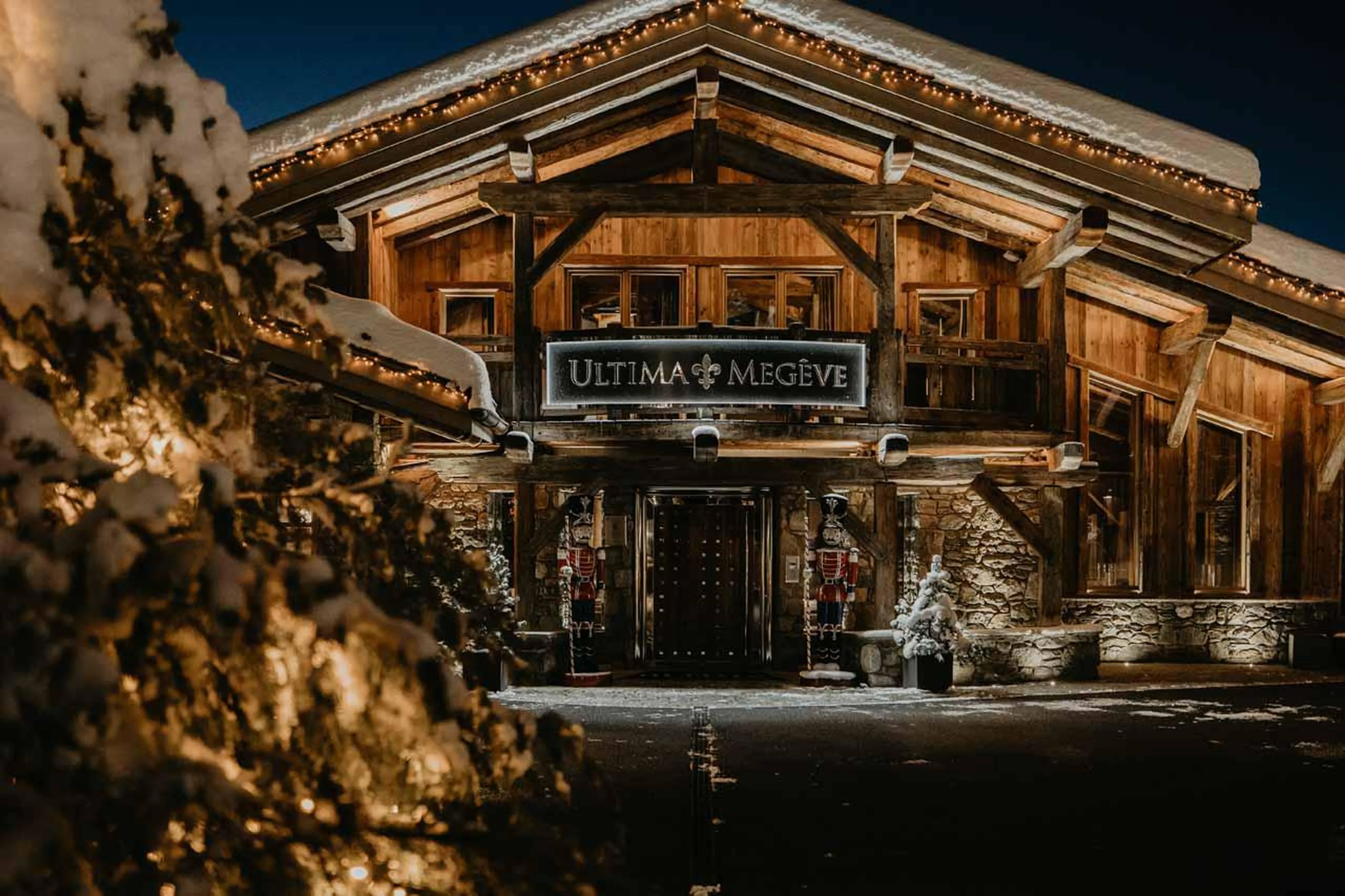 Grand chalet entrance at Ultima Megeve