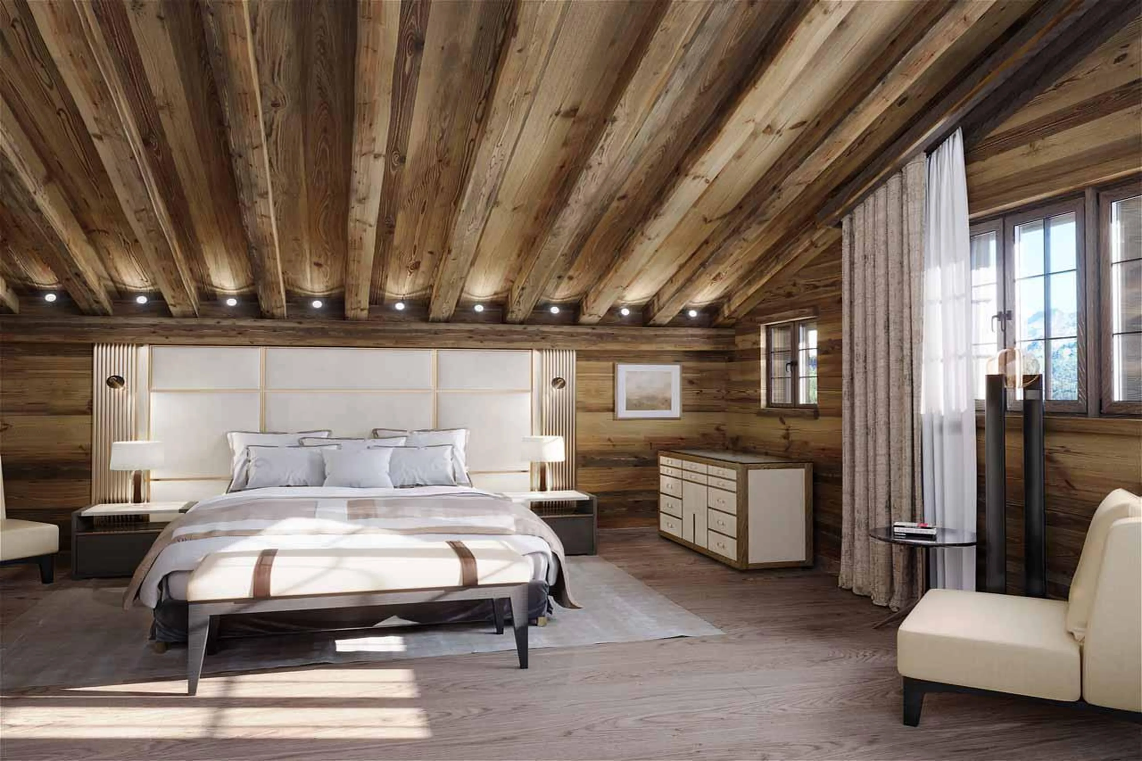 Double bedroom with dressing room and en-suite in Ultima Gstaad Promenade, Gstaad