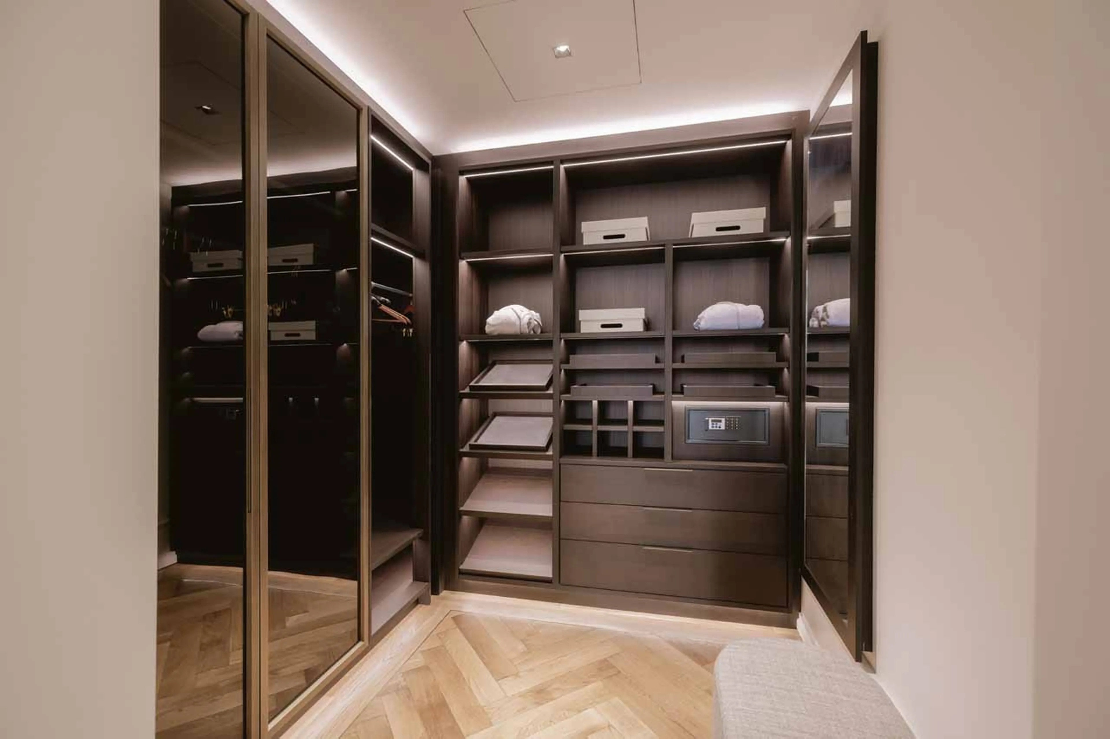 Walk-in wardrobe at Ultima Quai Wilson Six Bedroom Duplex Residence in Geneva