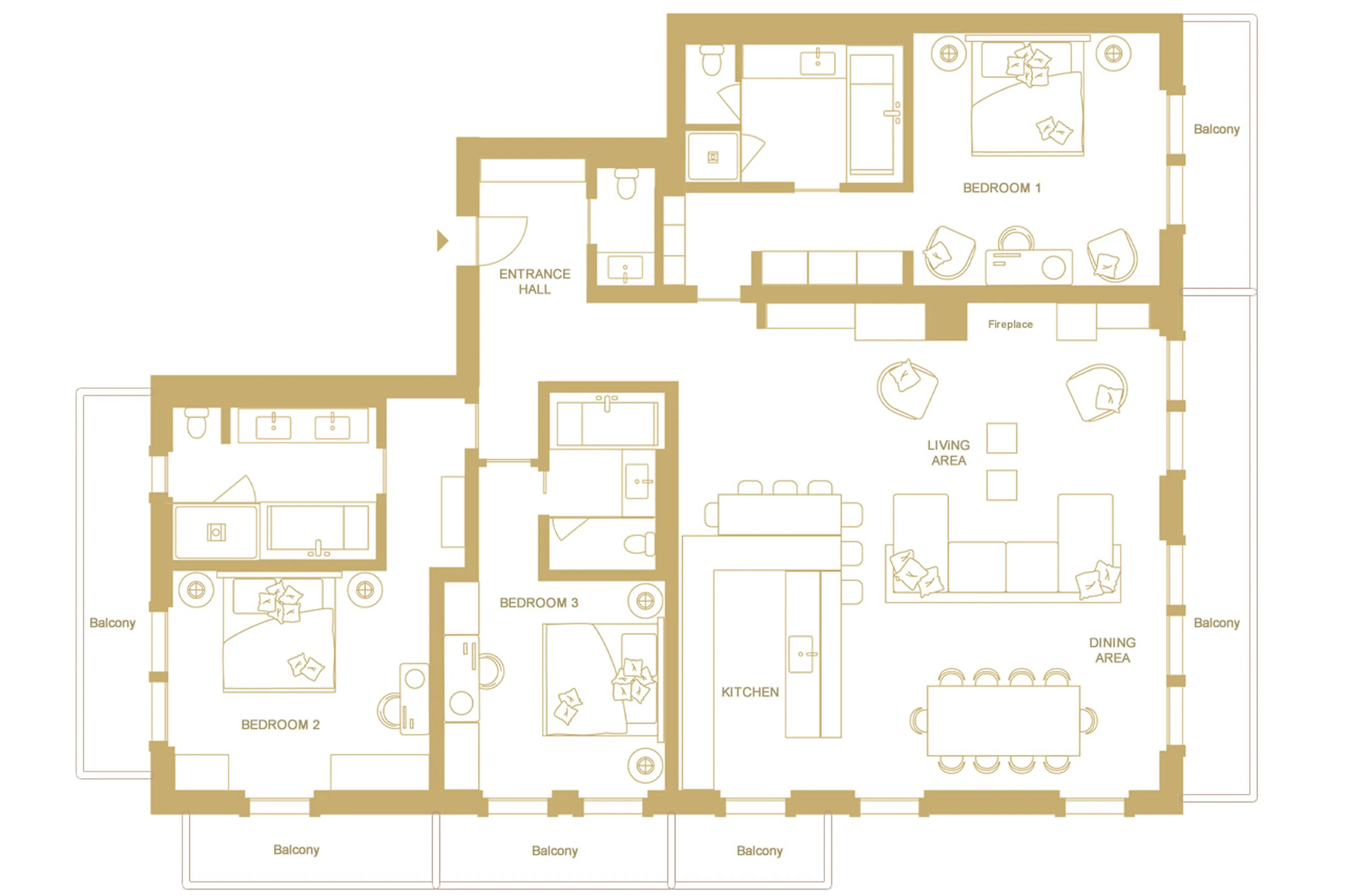 Floor plan of Ultima Three Bedroom Residence in Gstaad