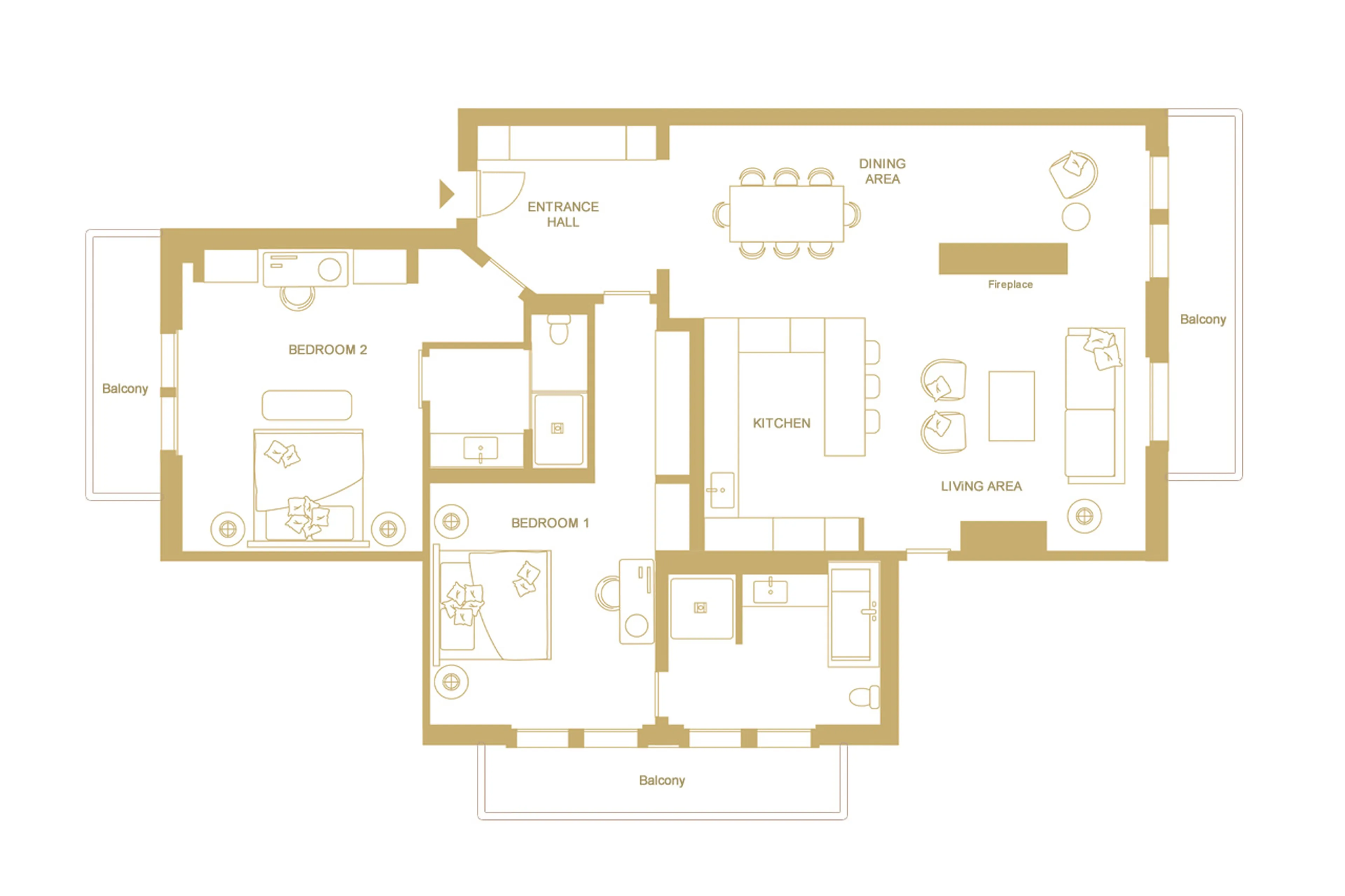 Floor plan for Ultima Two Bedroom Residence
