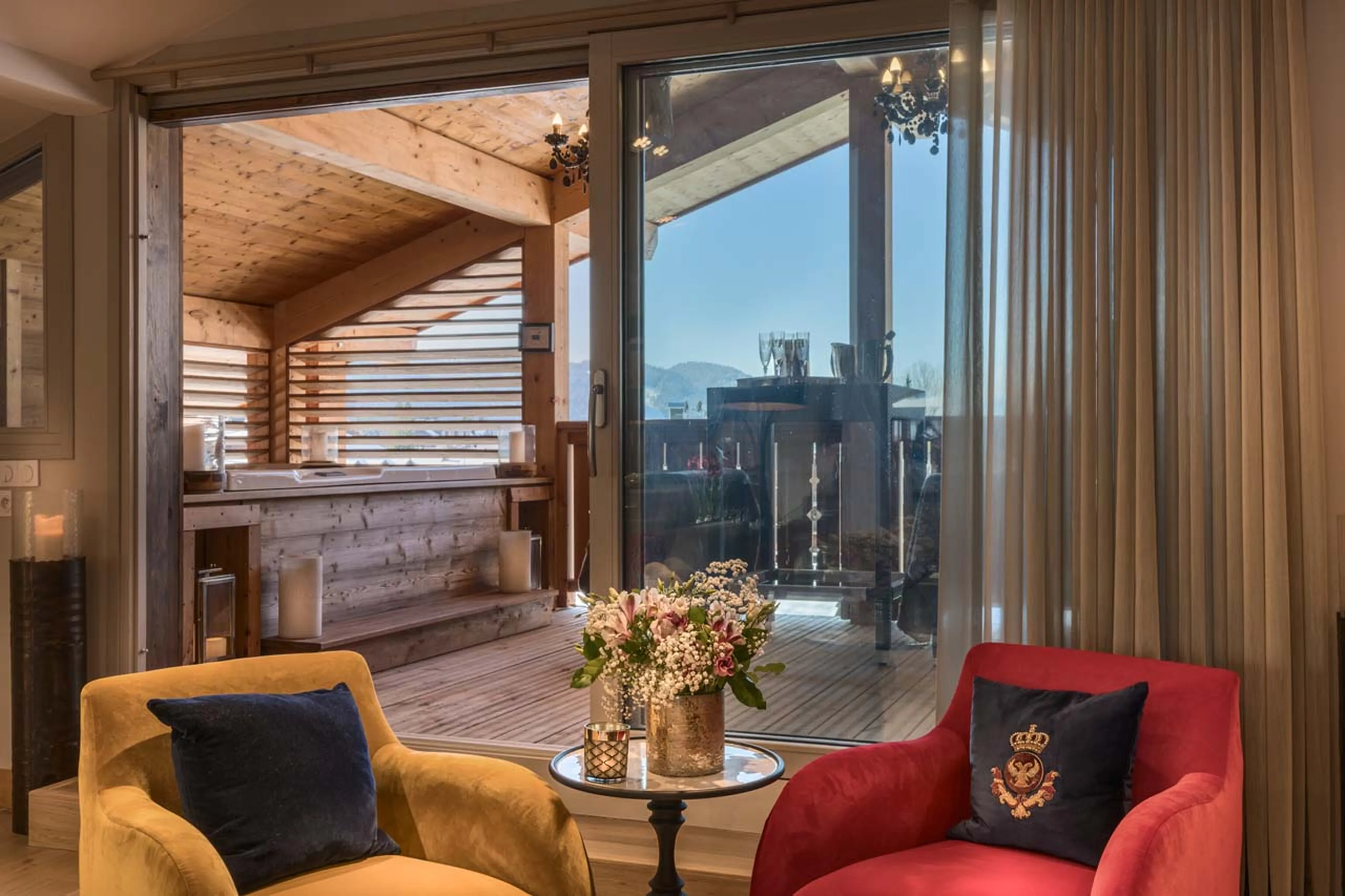 Access to terrace spa area at Apartment Urban Corniche in Les Gets