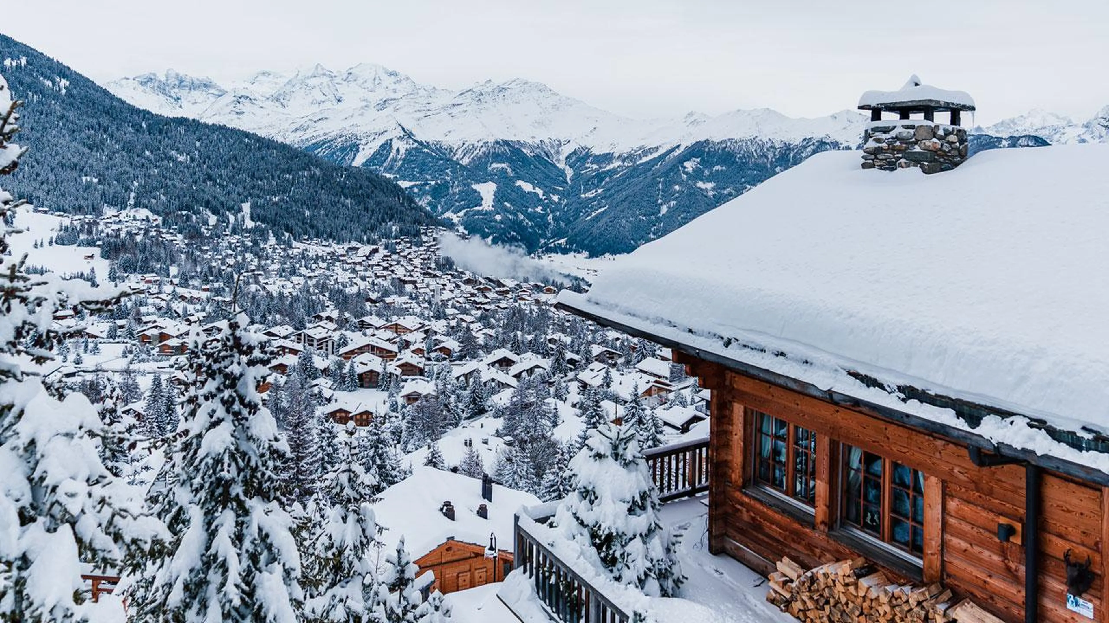 Snowy chalets in Verbier