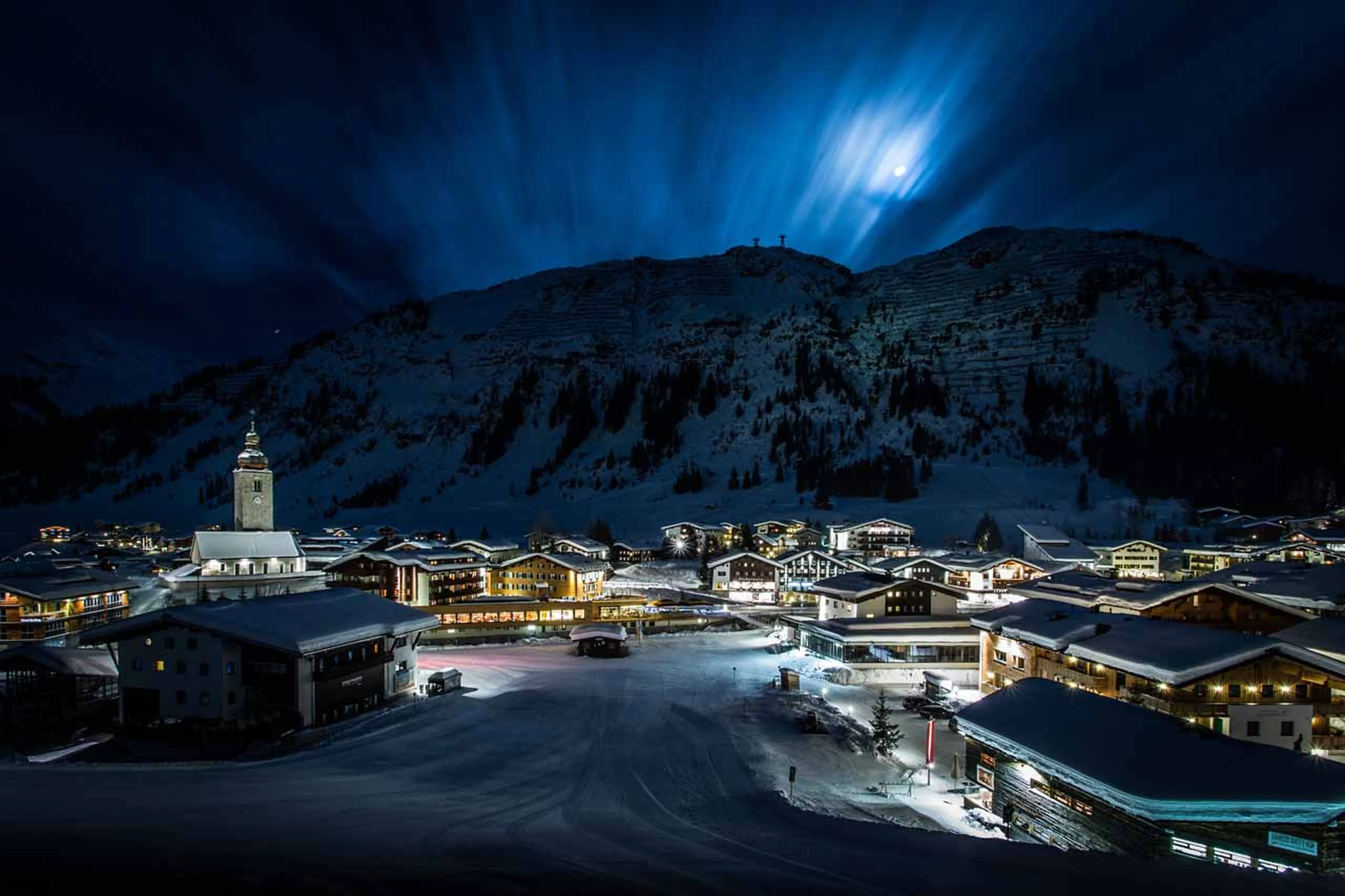 Ski Resort in Austria at night