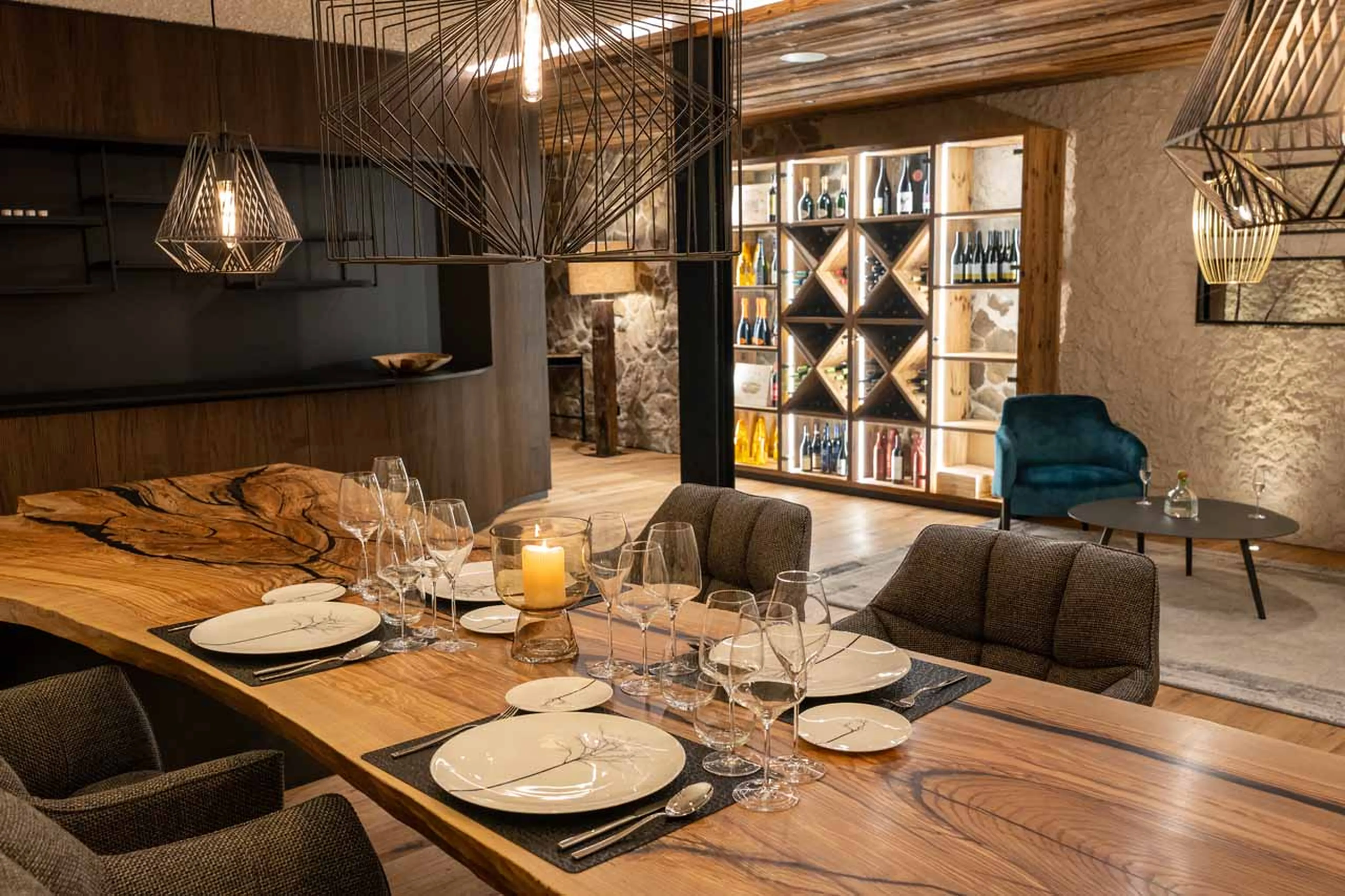 Dining table at Chalet Carolina in Val Gardena