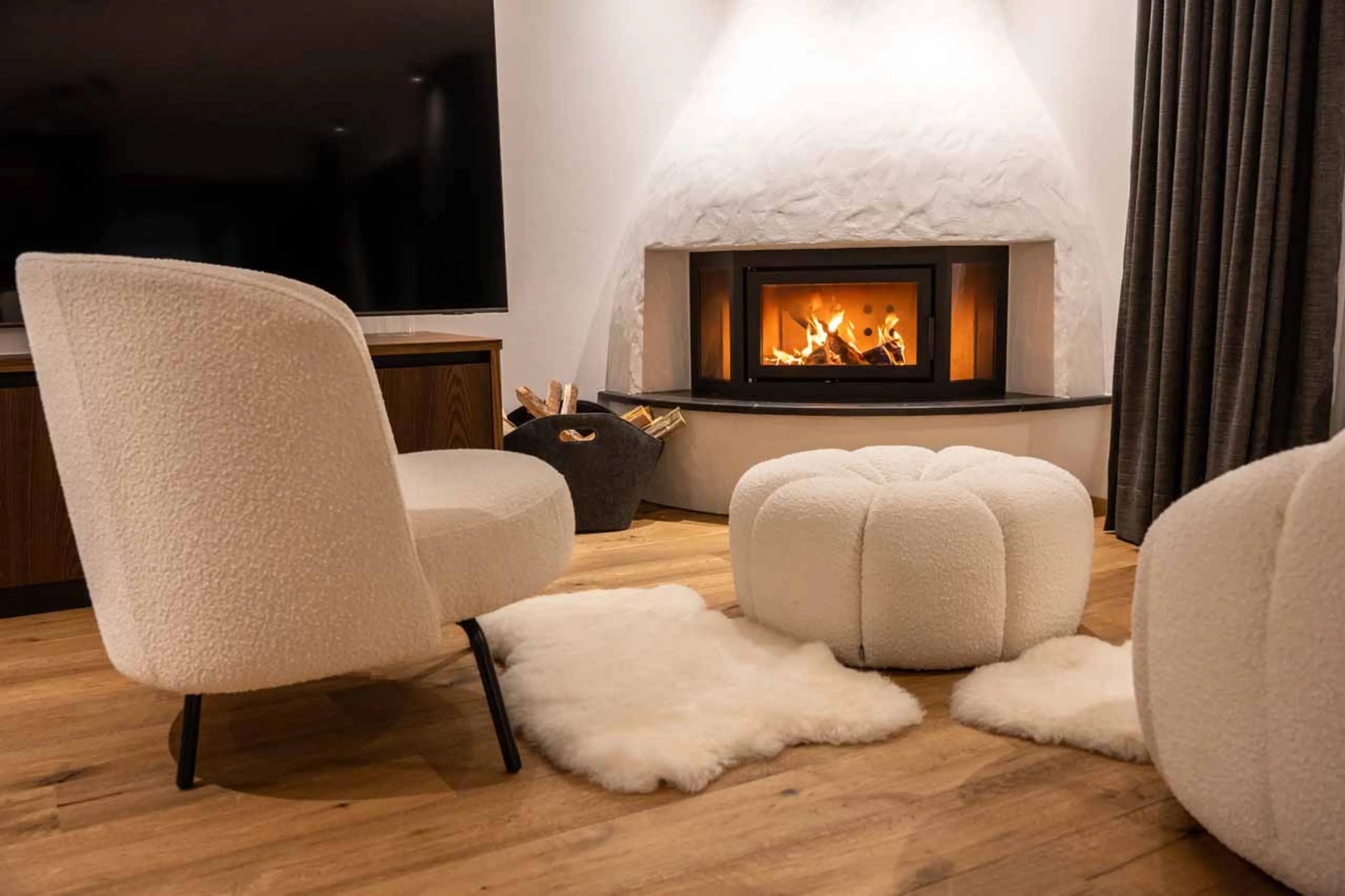 Fireplace at Chalet Carolina in Val Gardena