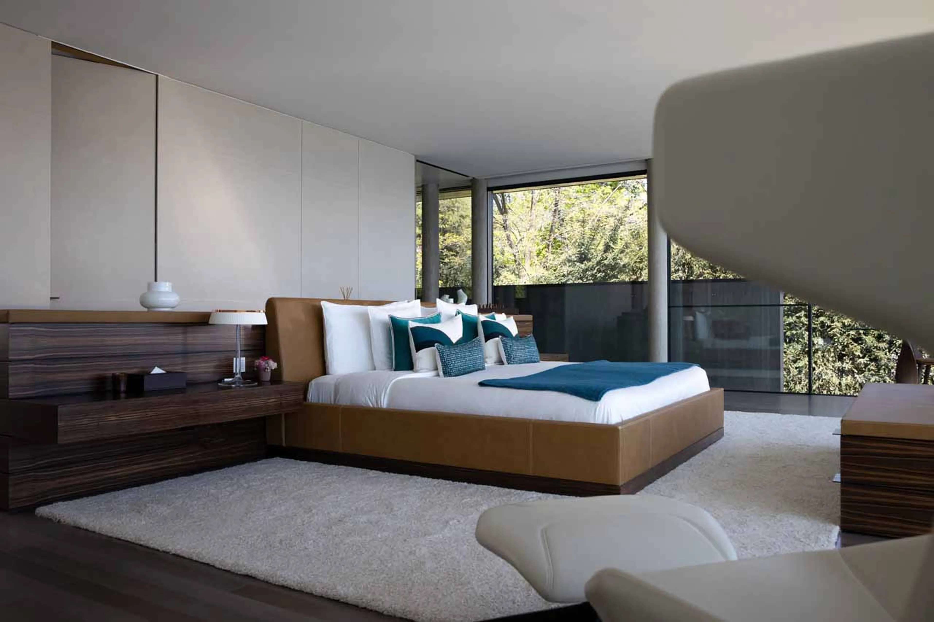 Master bedroom at Villa du Lac in Geneva