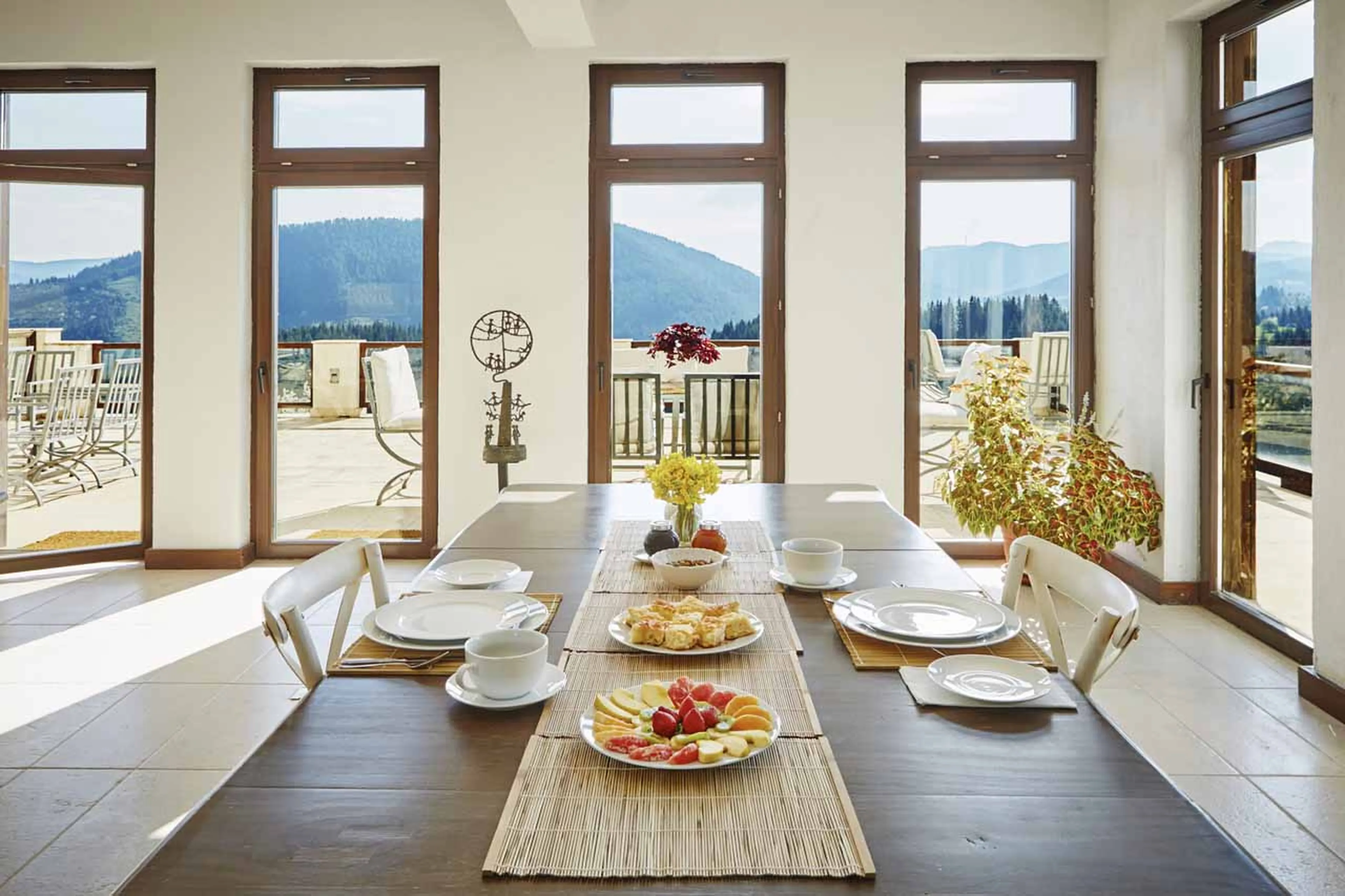 Views from dining table at Villa Gella in the Rhodope Mountains