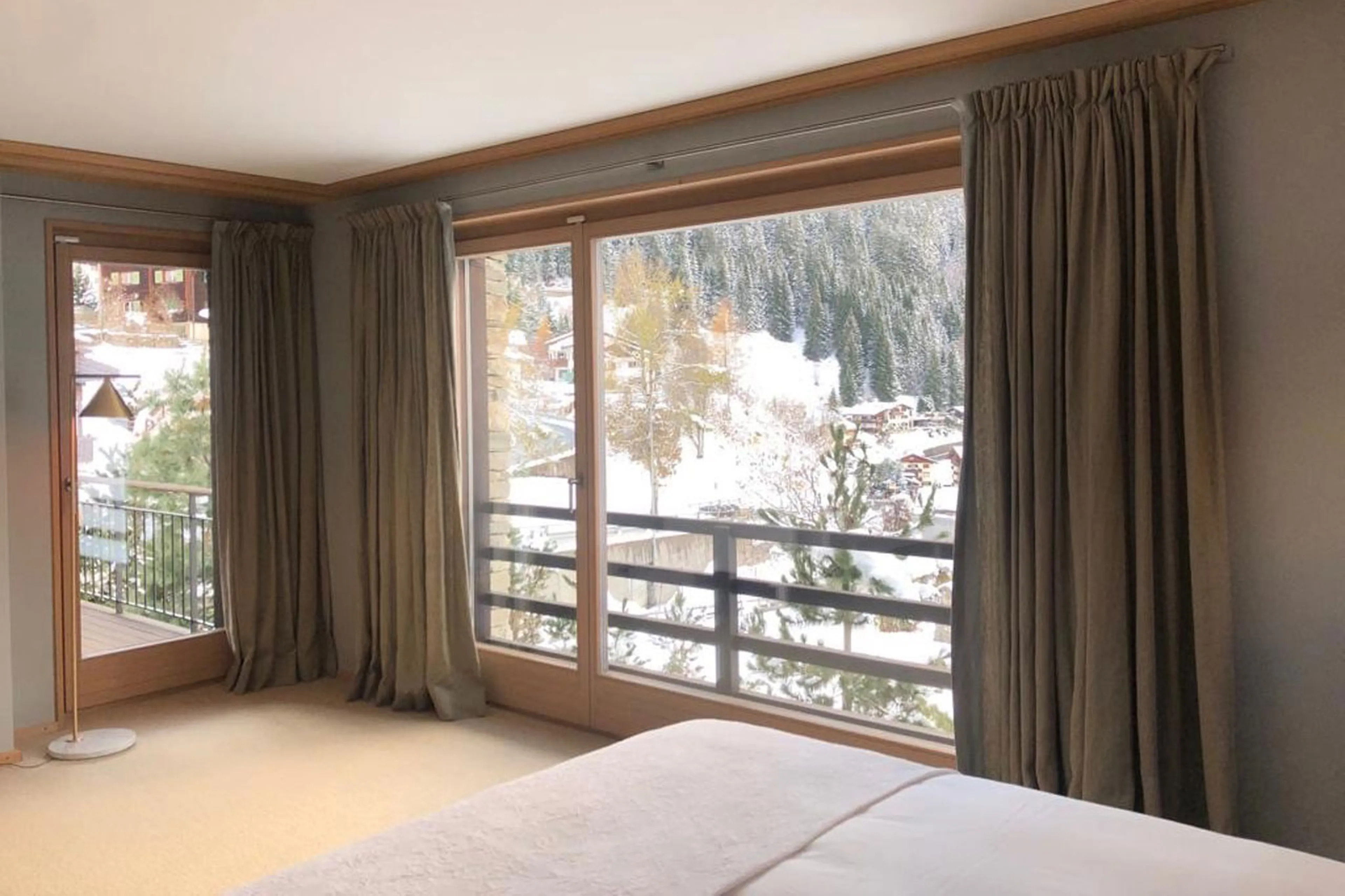 Balcony access from bedroom at Villa Grialetsch in Klosters