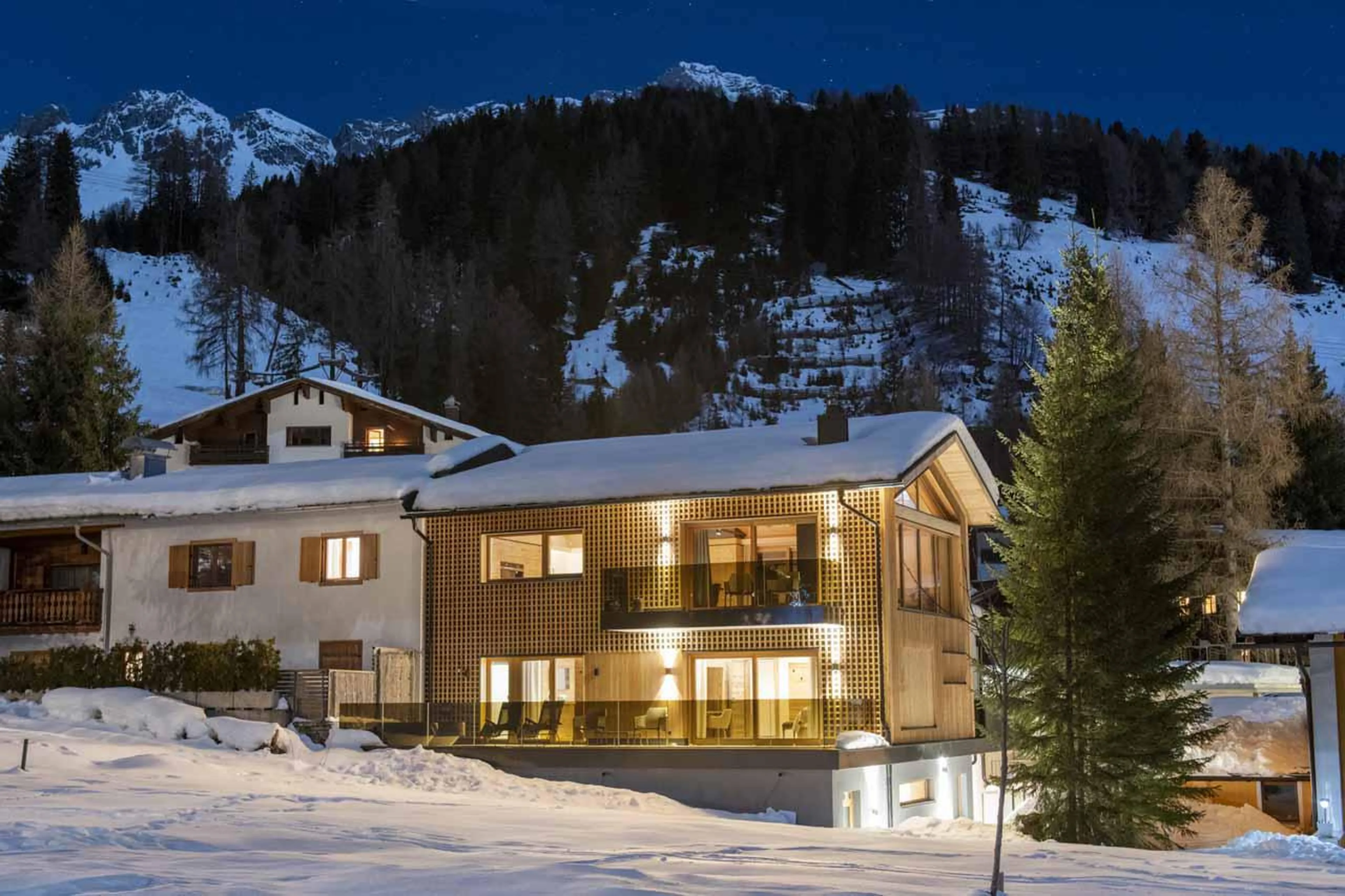 Villa Villekulla in St Anton at night