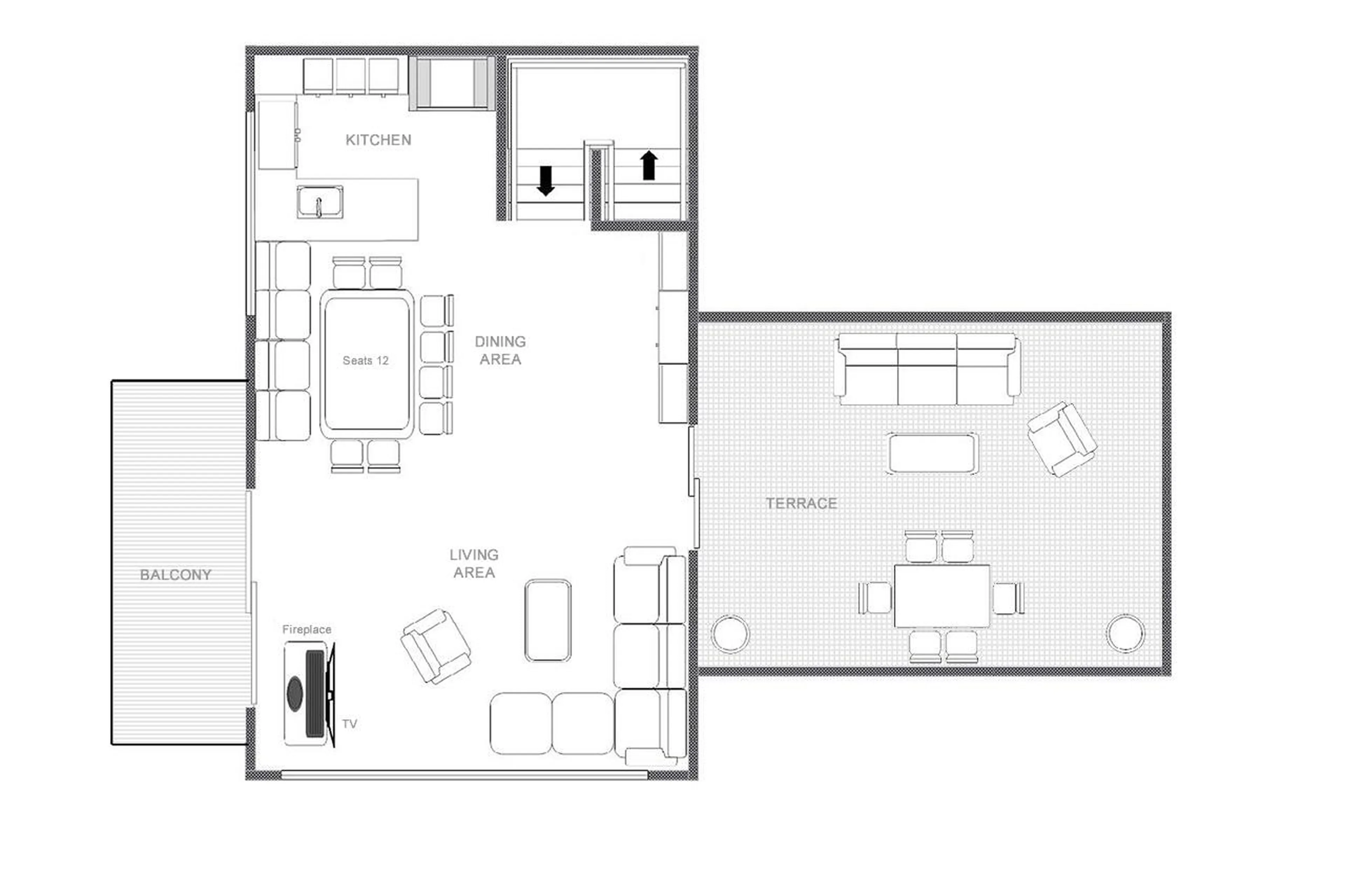 Level 1 floor plan of Villa Villekulla in St Anton