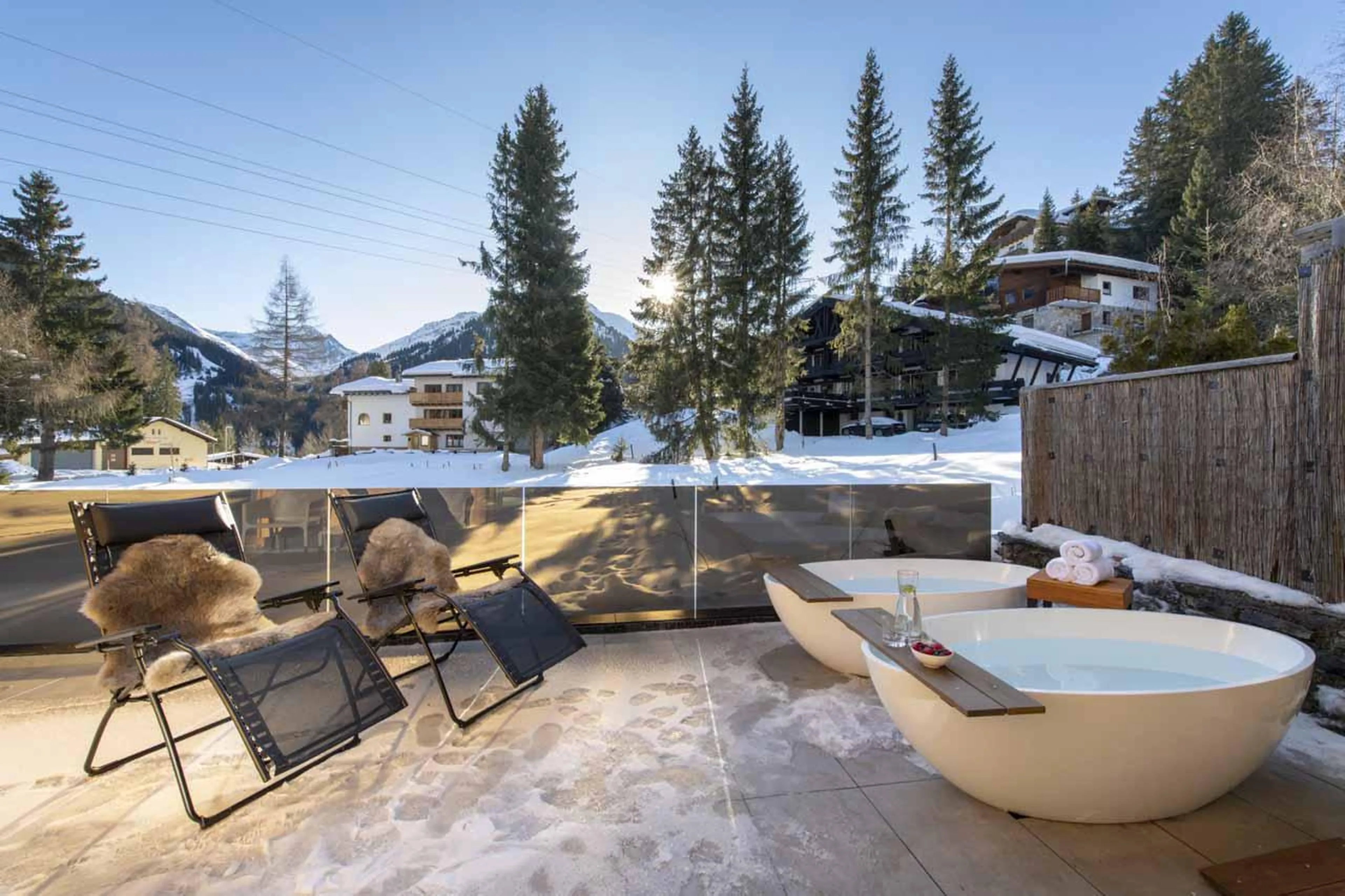 Warm baths on terrace at Villa Villekulla in St Anton