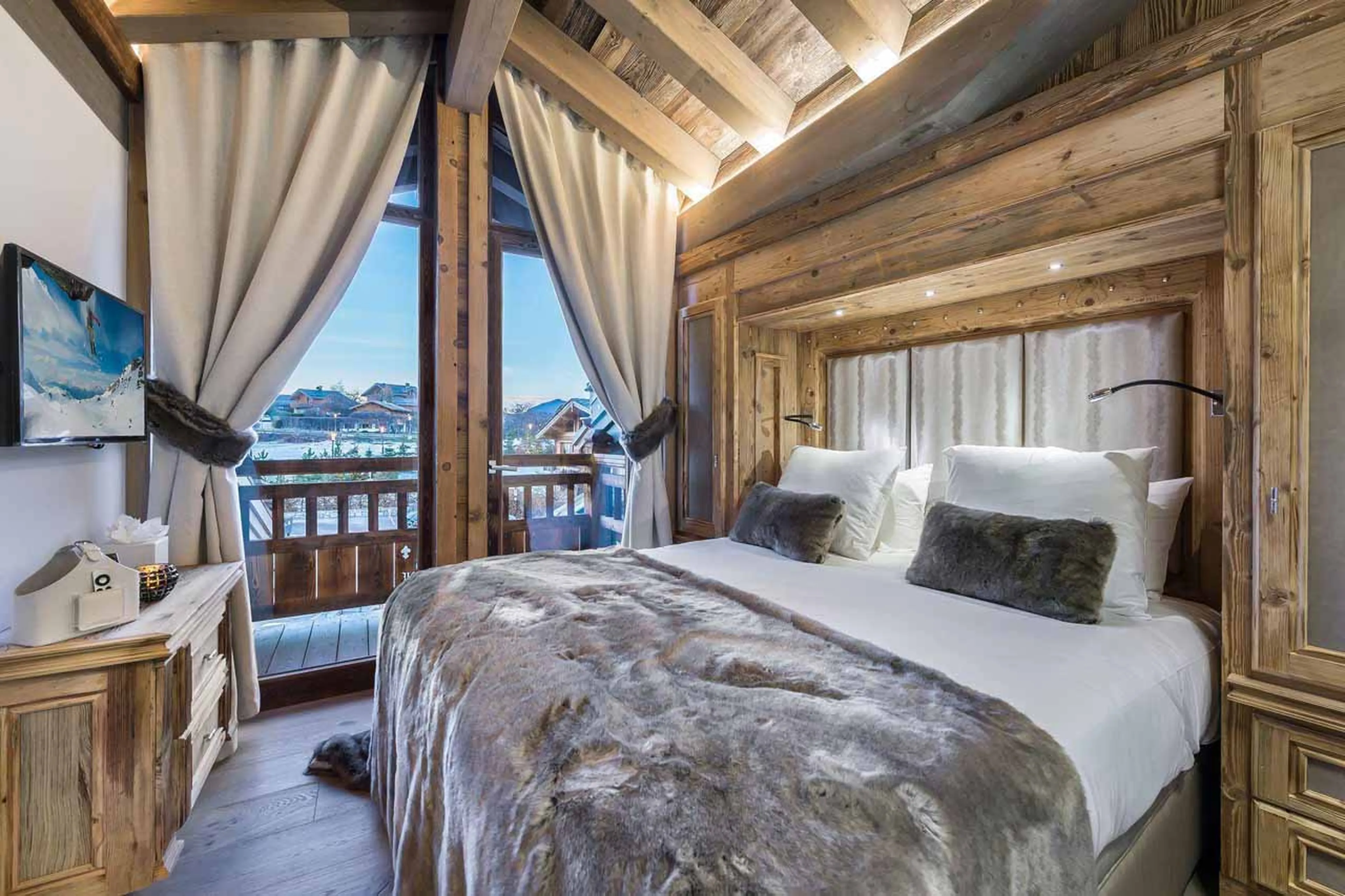 Bedroom three at White Chalet in Courchevel Le Praz