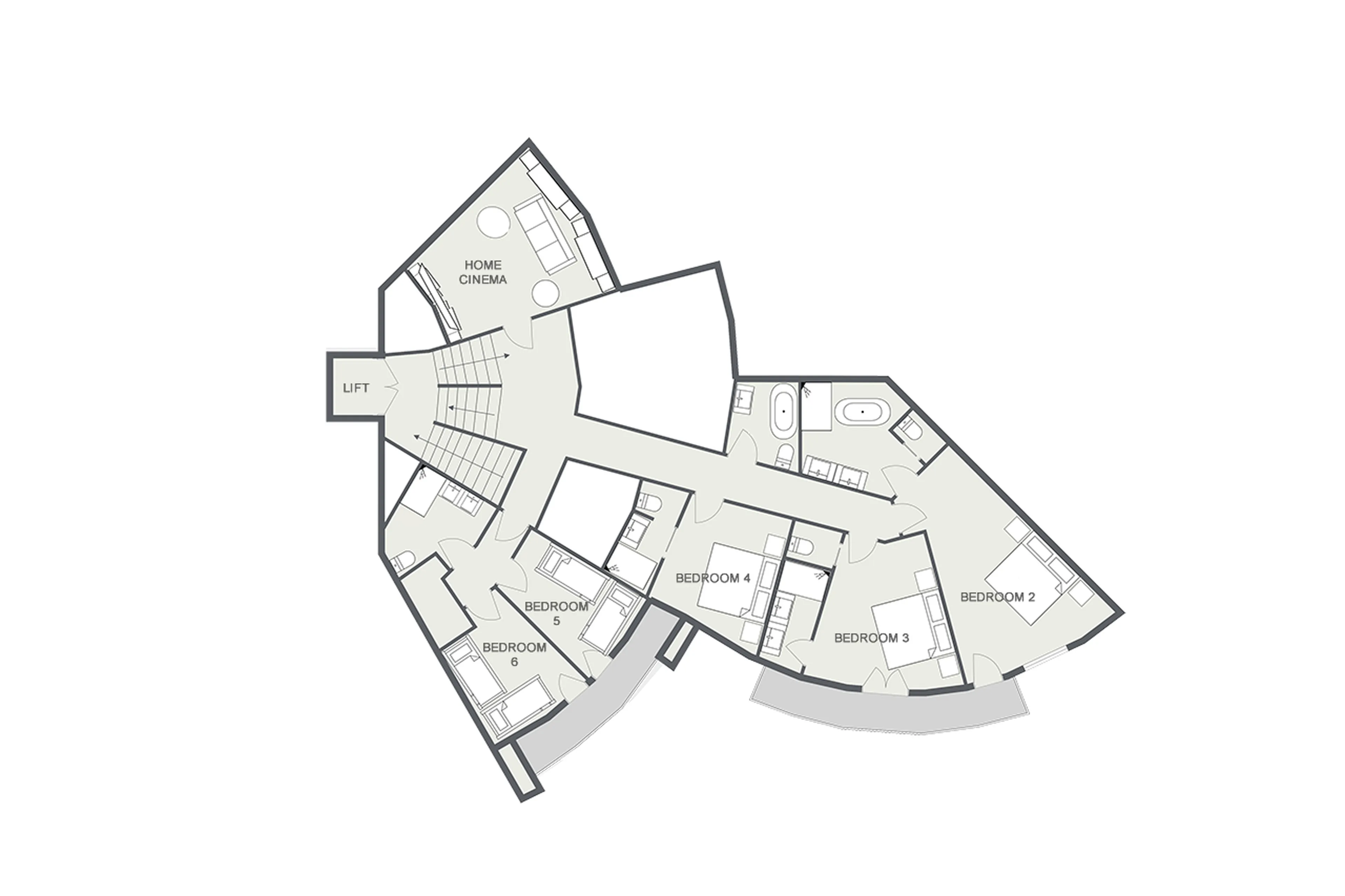 Level 1 floor plan of ZEMS Lodge in Morzine