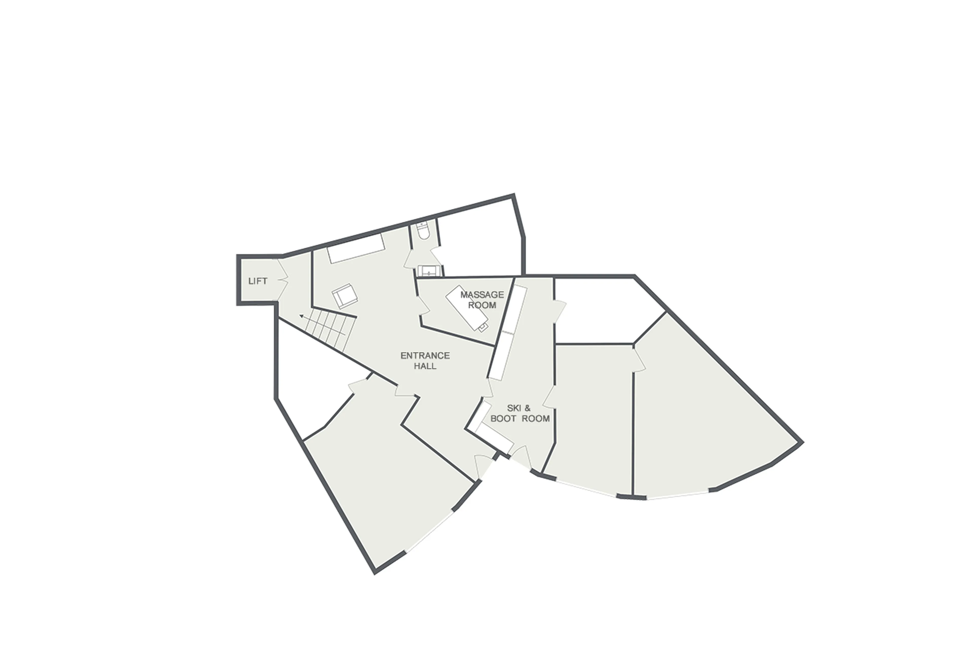 Level 0 floor plan of ZEMS Lodge in Morzine
