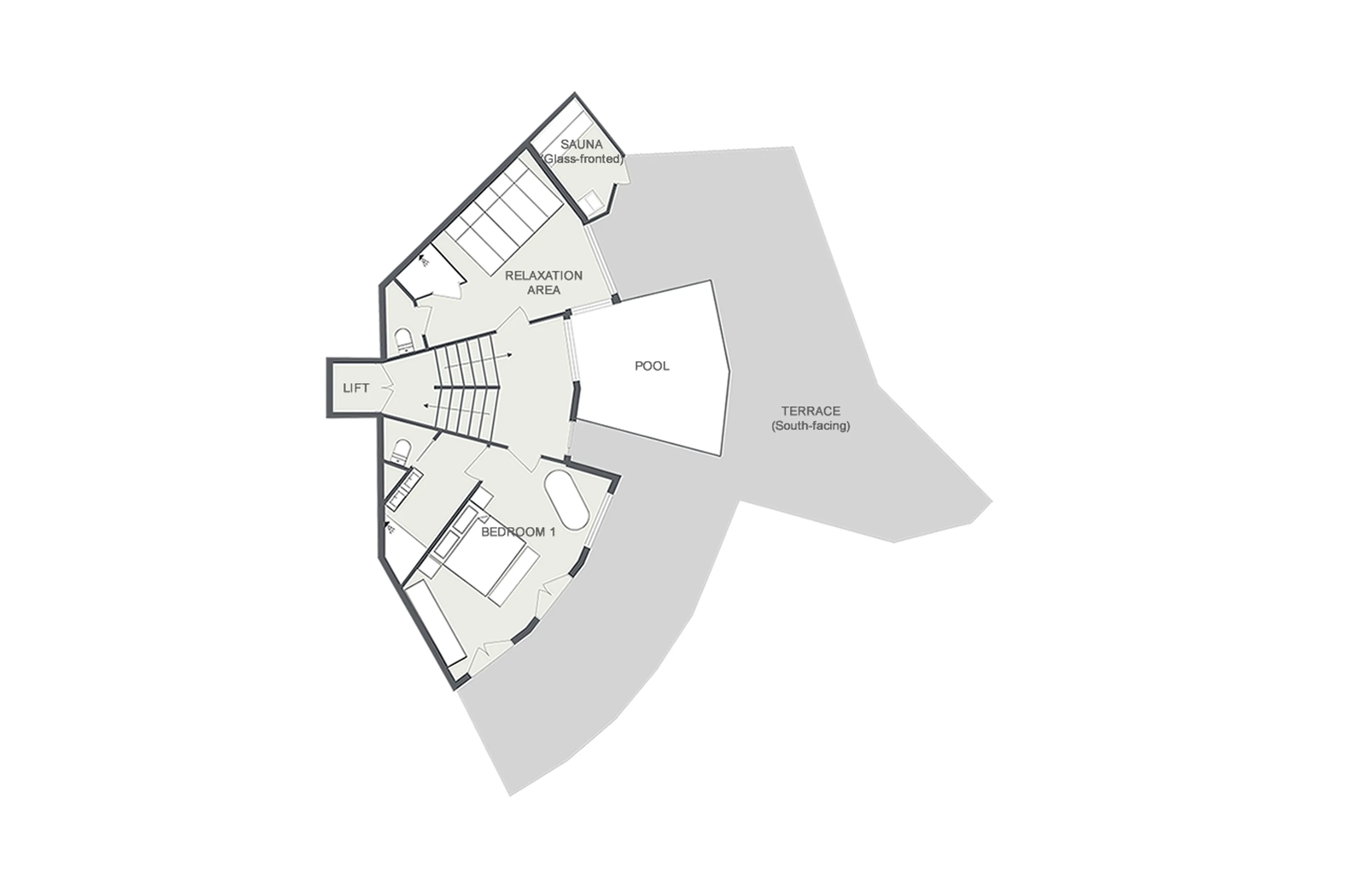 Level 2 floor plan of ZEMS Lodge in Morzine