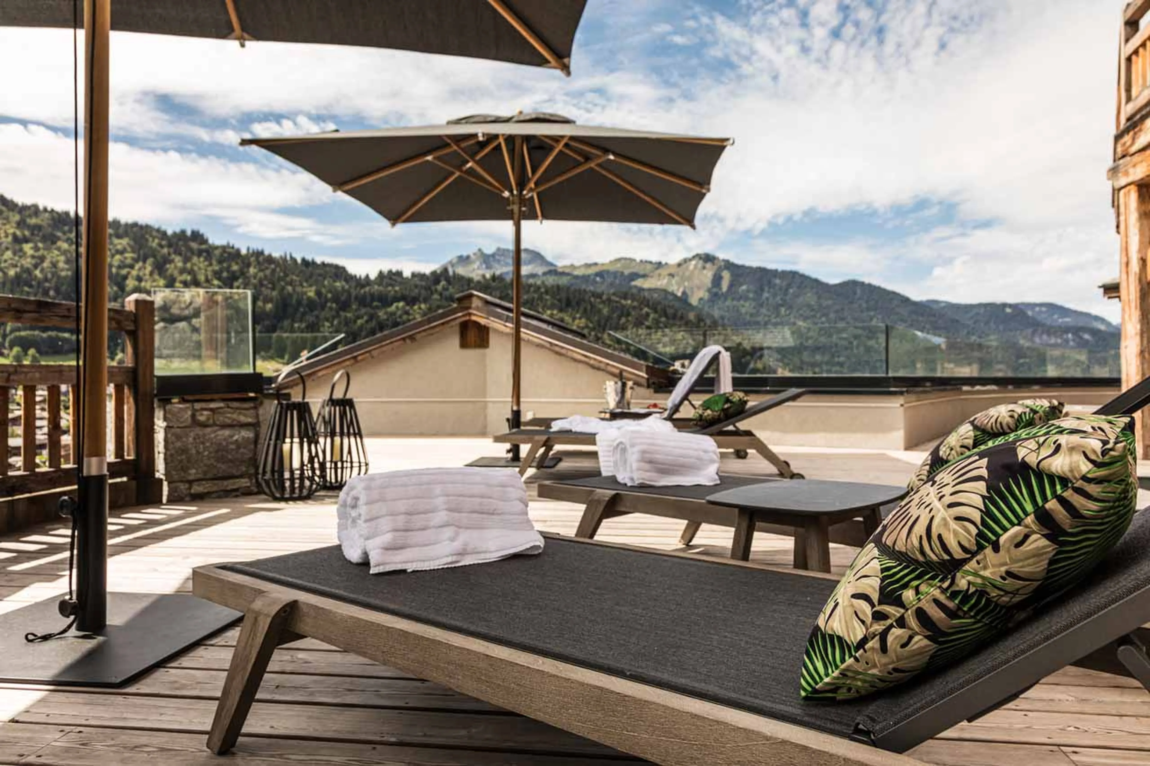Sun loungers at ZEMS Lodge in Morzine